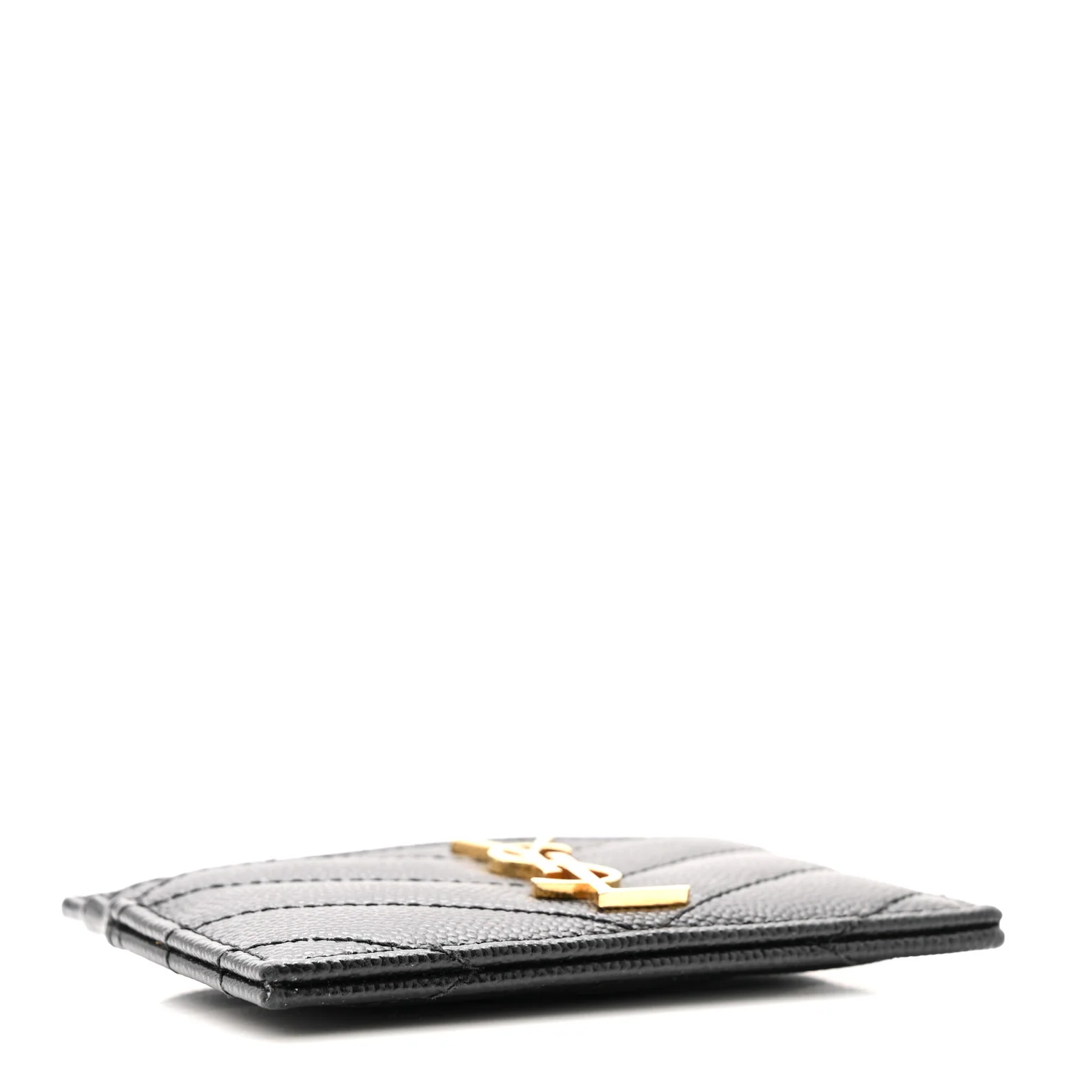 Grain De Poudre Matelasse Chevron Monogram Credit Card Case Black - Image 4