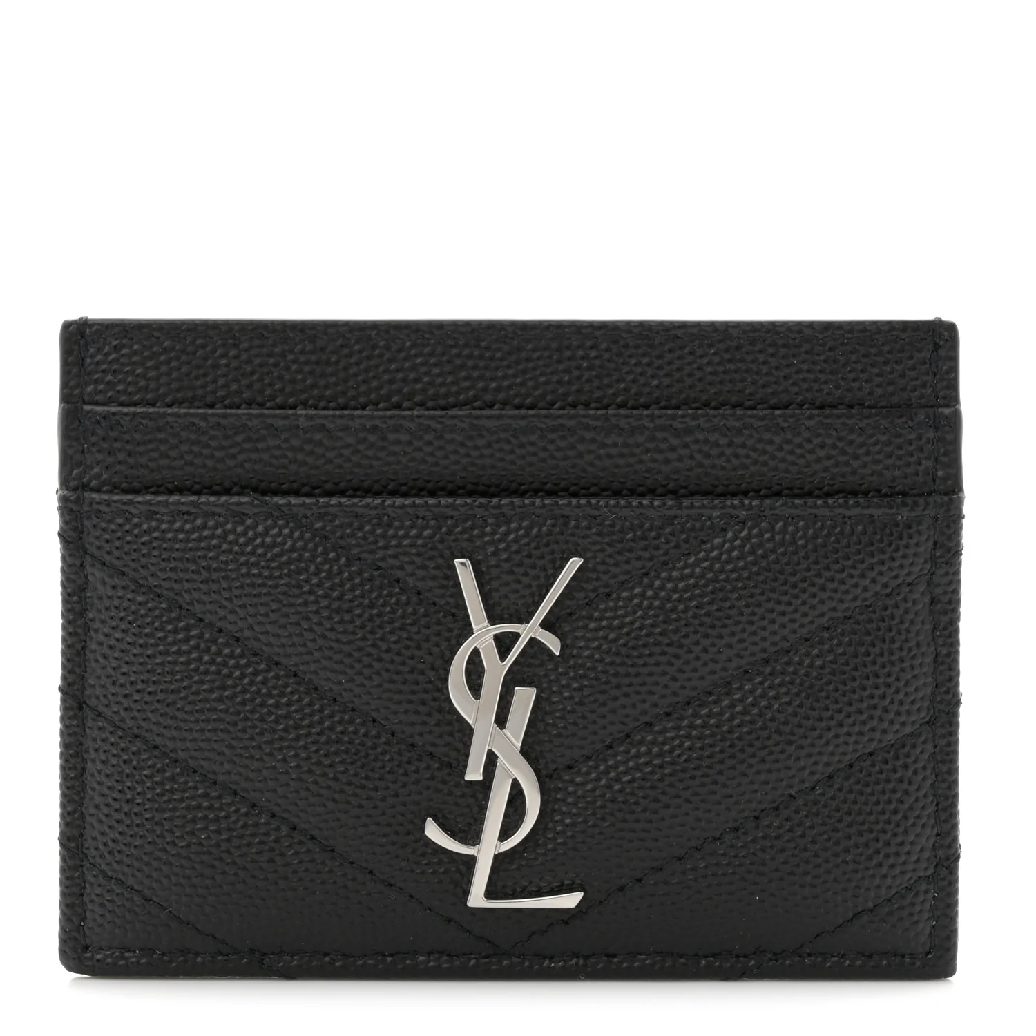 Grain De Poudre Matelasse Chevron Monogram Credit Card Case Black