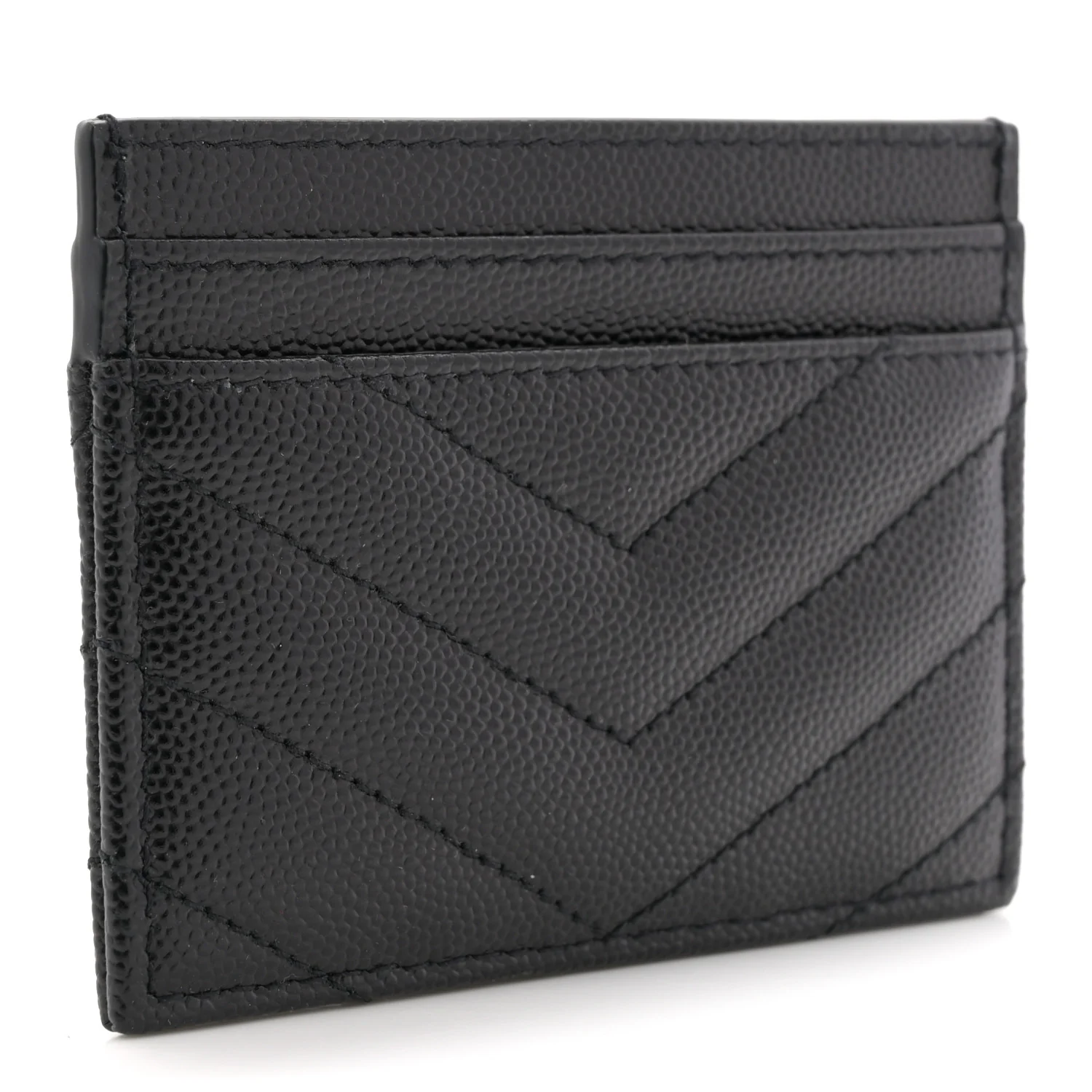 Grain De Poudre Matelasse Chevron Monogram Credit Card Case Black - Image 3