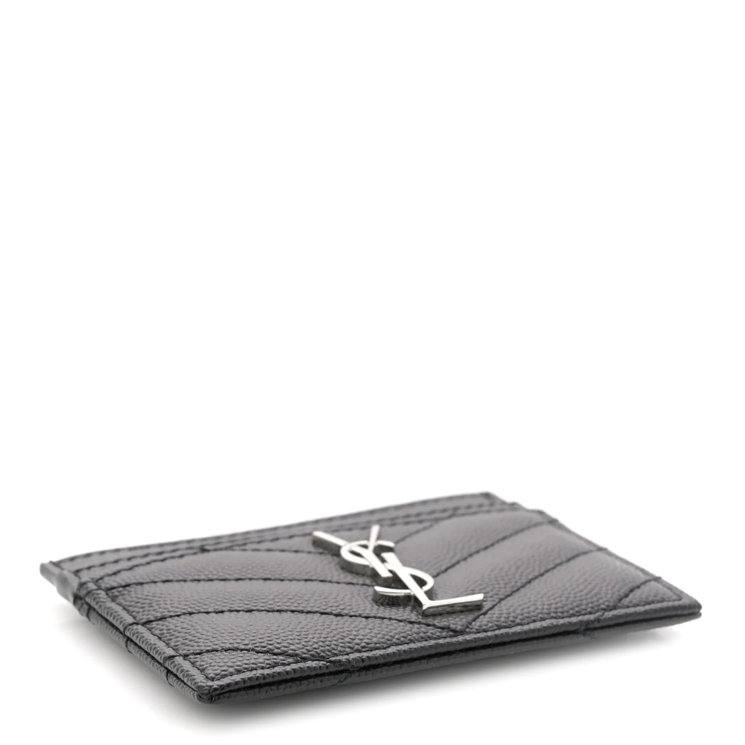 Grain De Poudre Matelasse Chevron Monogram Credit Card Case Black - Image 4