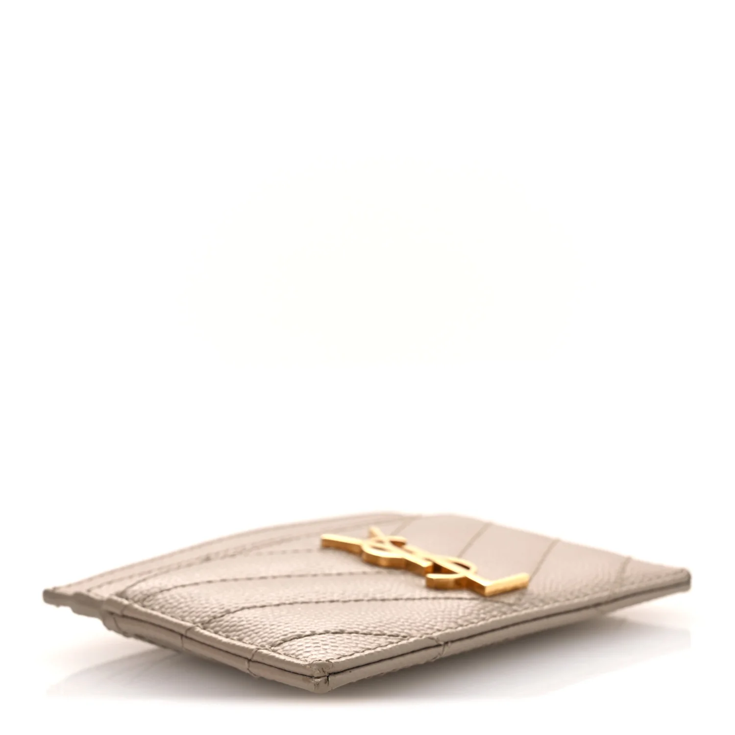 Grain De Poudre Matelasse Chevron Monogram Credit Card Case Dark Beige - Image 4