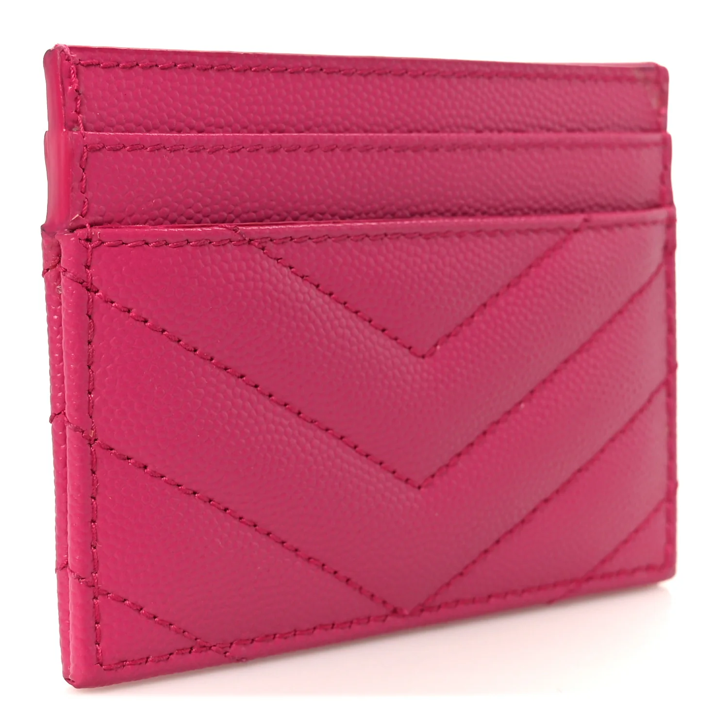 Grain De Poudre Matelasse Chevron Monogram Credit Card Case Fresh Fuxia - Image 3