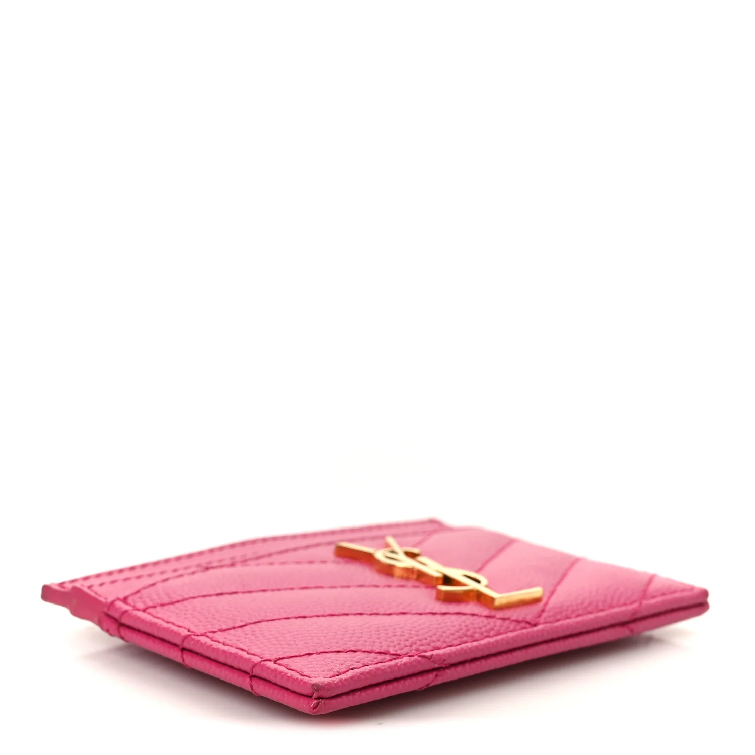 Grain De Poudre Matelasse Chevron Monogram Credit Card Case Fresh Fuxia - Image 4
