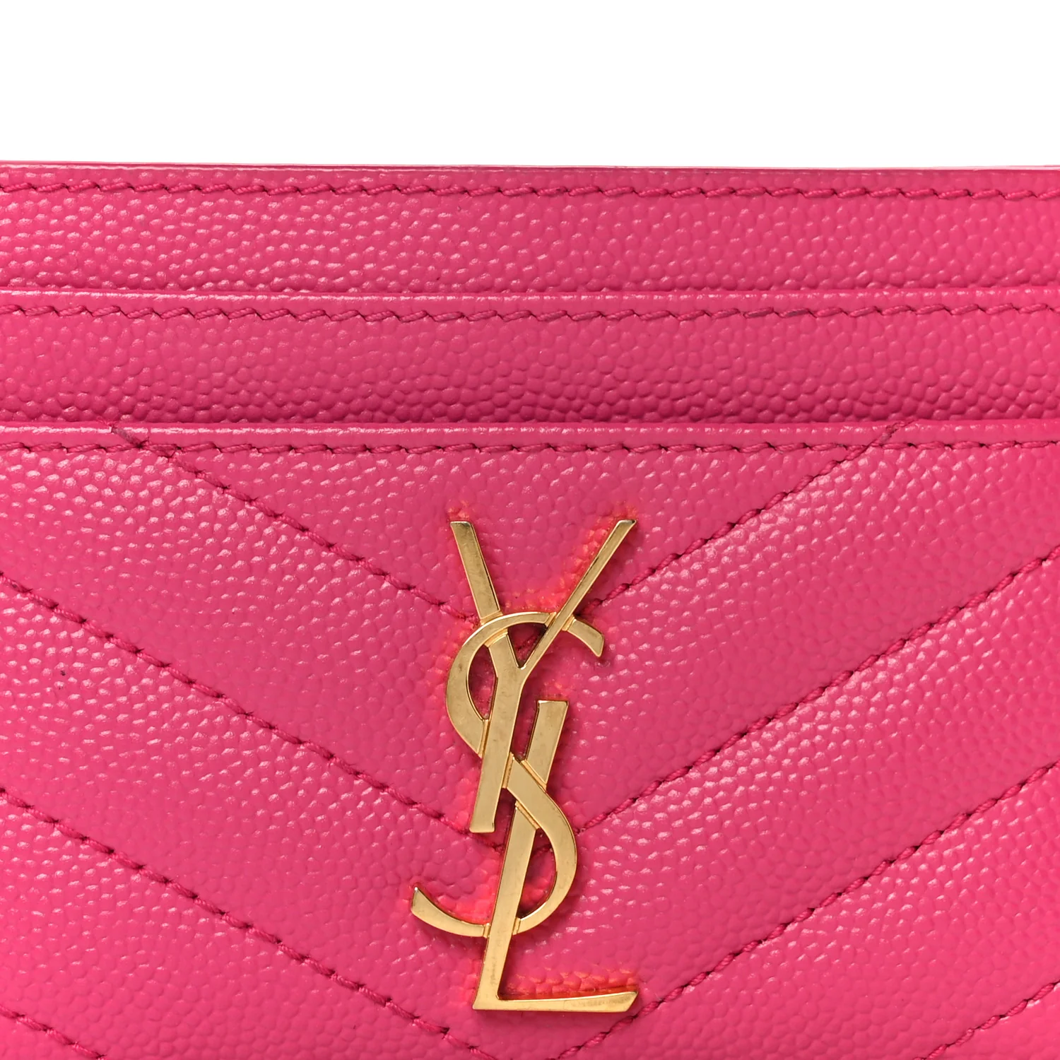 Grain De Poudre Matelasse Chevron Monogram Credit Card Case Fresh Fuxia - Image 8