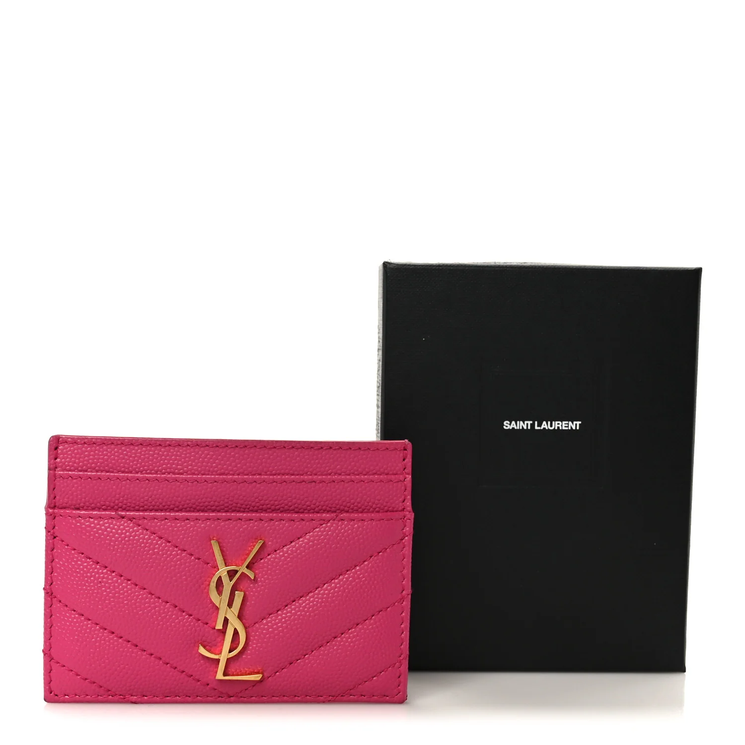 Grain De Poudre Matelasse Chevron Monogram Credit Card Case Fresh Fuxia - Image 9