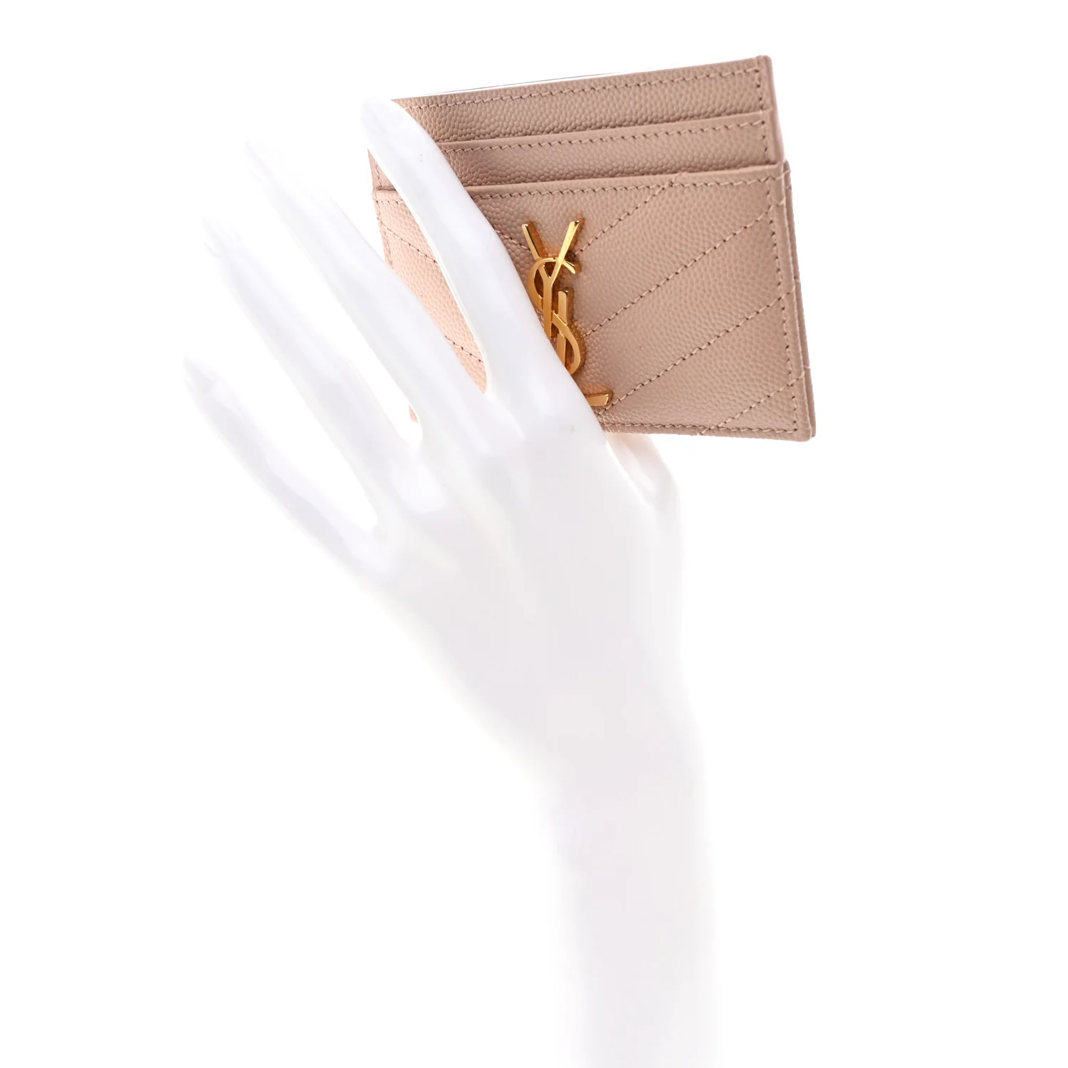 Grain De Poudre Matelasse Chevron Monogram Credit Card Case Pale Pink - Image 2
