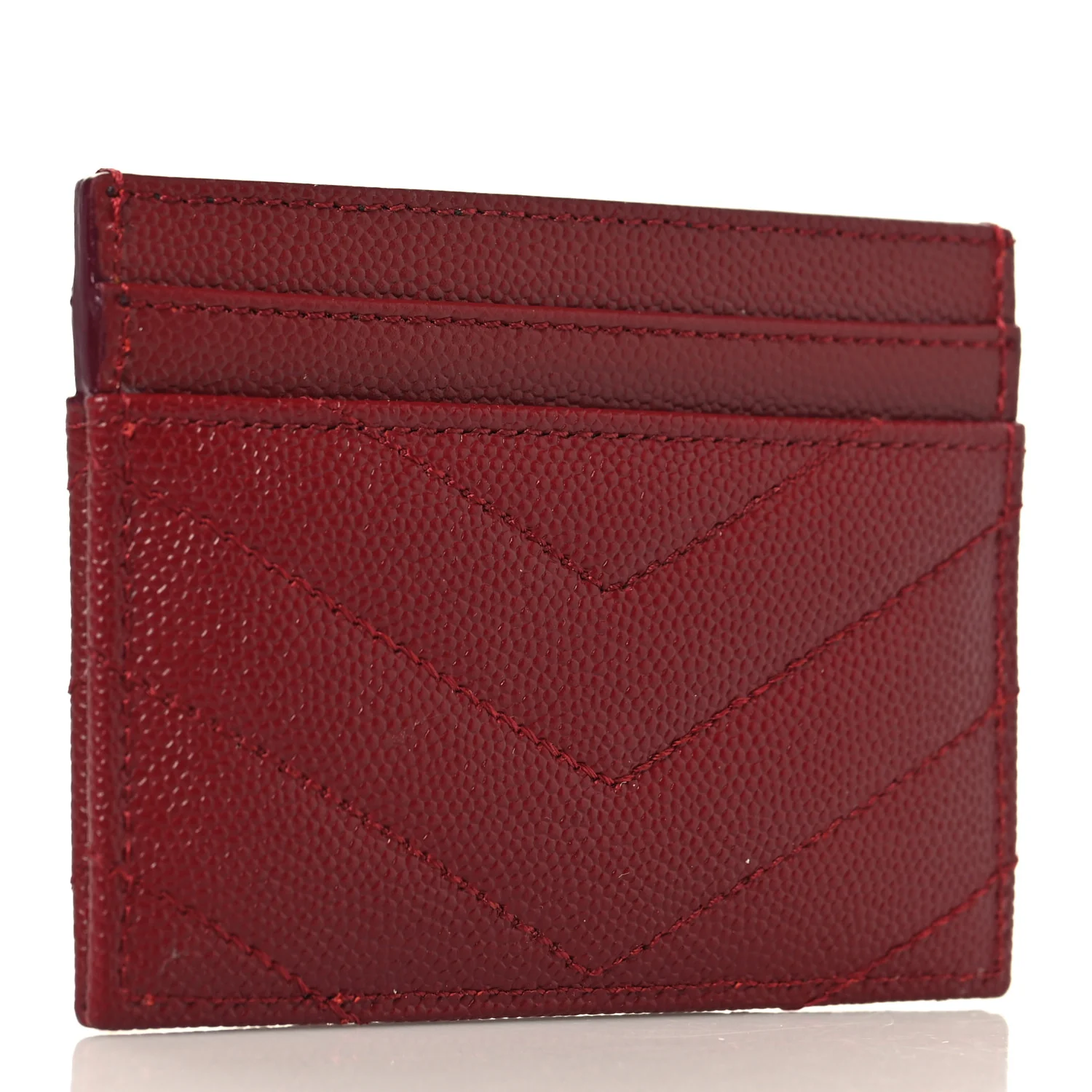 Grain De Poudre Matelasse Chevron Monogram Credit Card Case Palissandre - Image 3