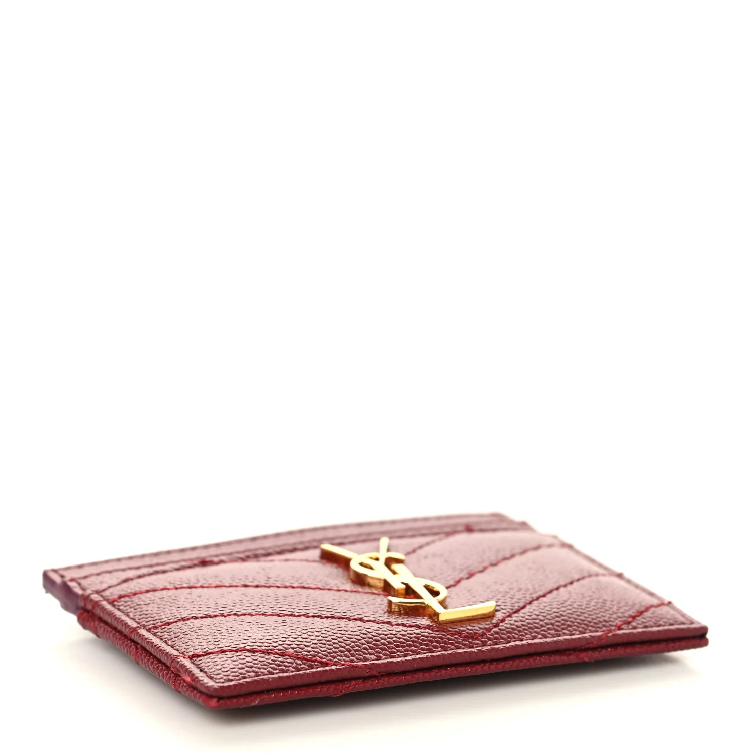Grain De Poudre Matelasse Chevron Monogram Credit Card Case Palissandre - Image 4