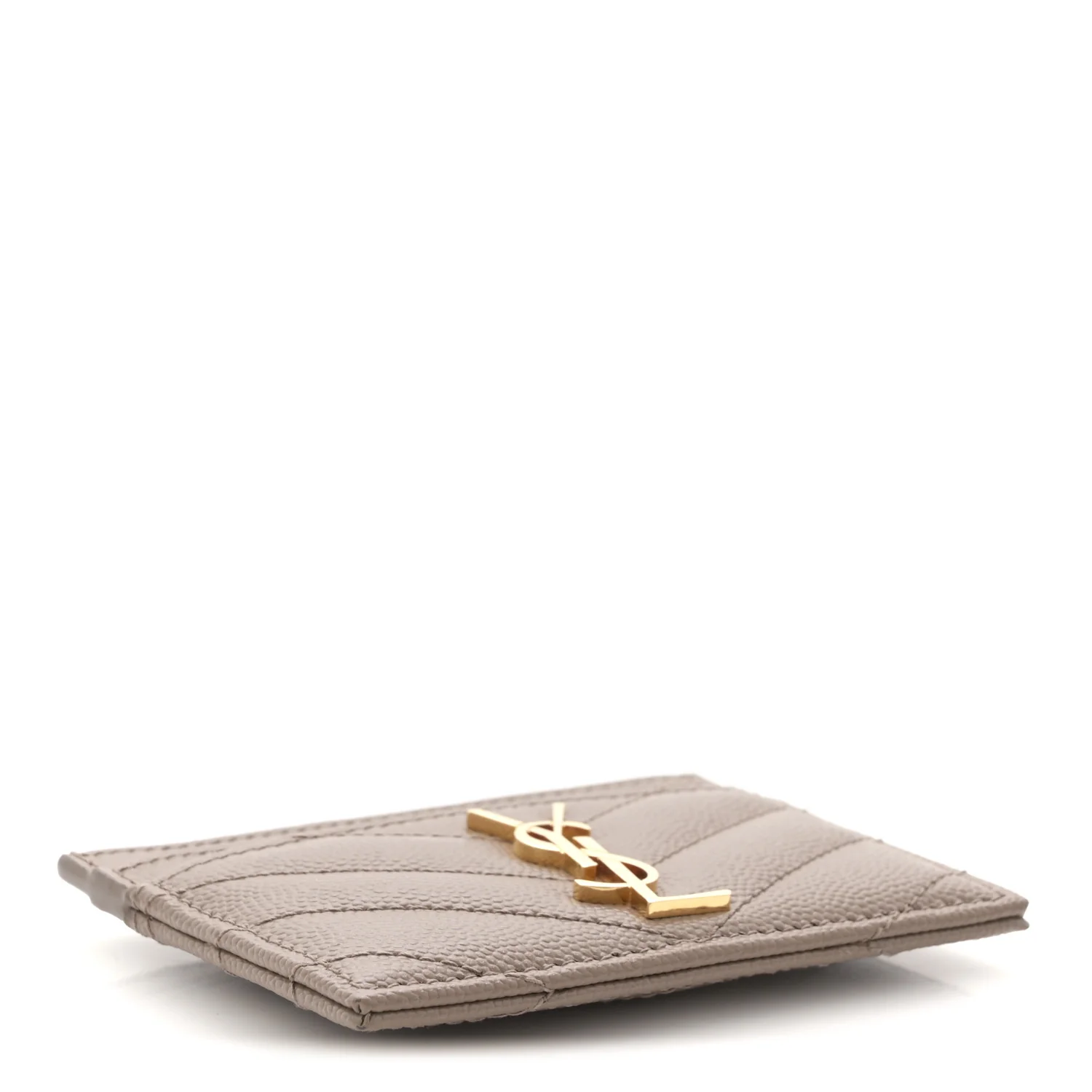 Grain De Poudre Matelasse Chevron Monogram Credit Card Case Taupe - Image 4