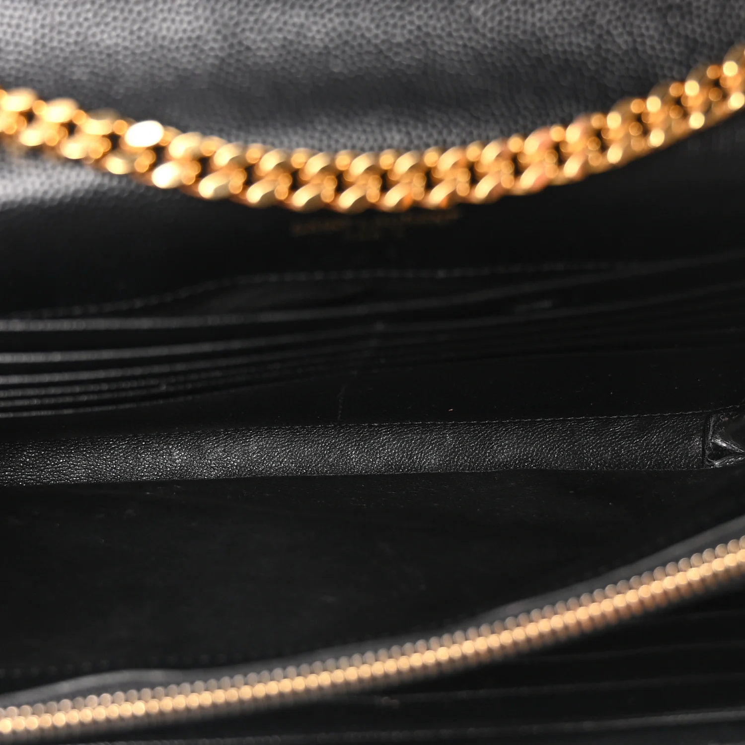 Grain De Poudre Matelasse Chevron Monogram Envelope Chain Wallet Black - Image 5