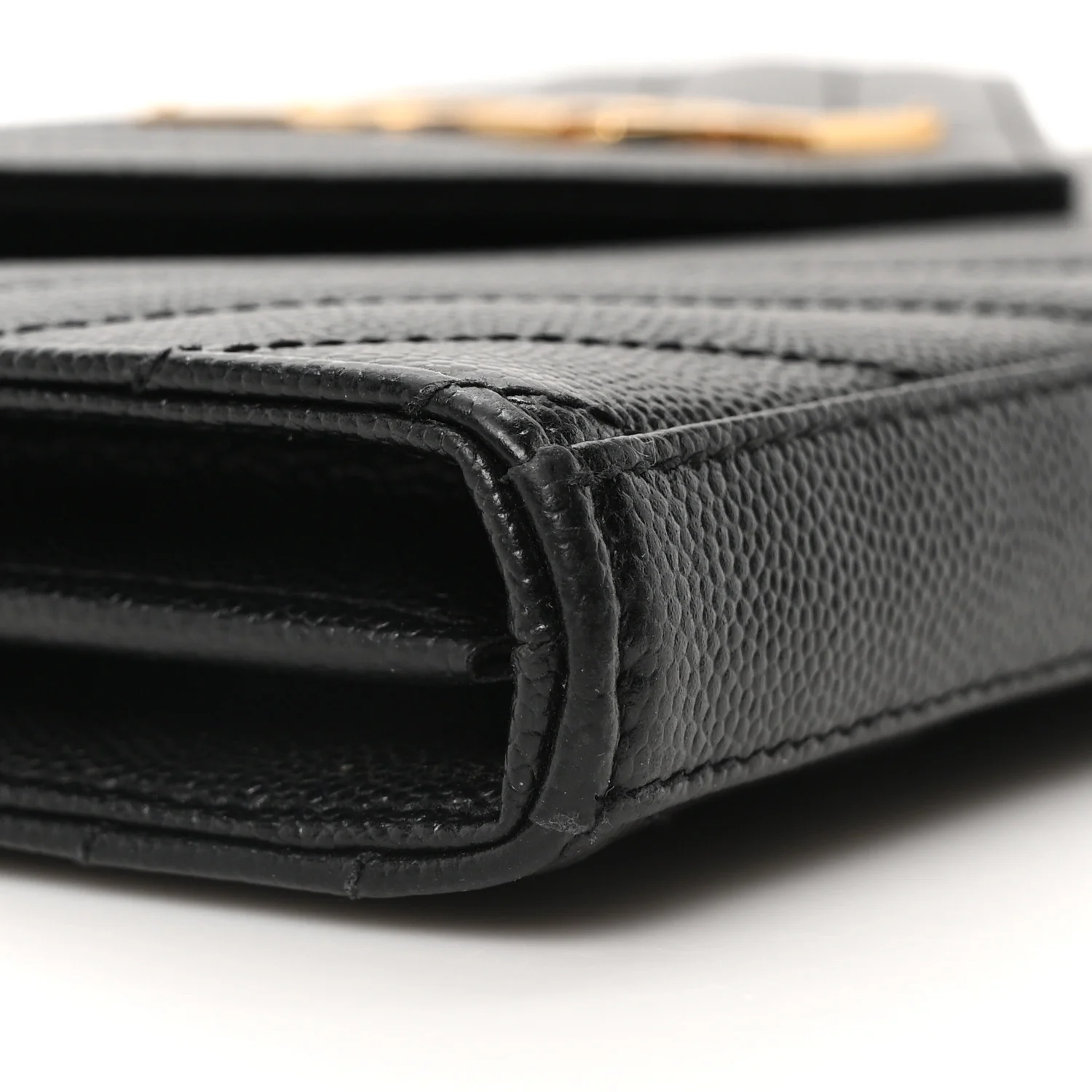 Grain De Poudre Matelasse Chevron Monogram Envelope Chain Wallet Black - Image 9