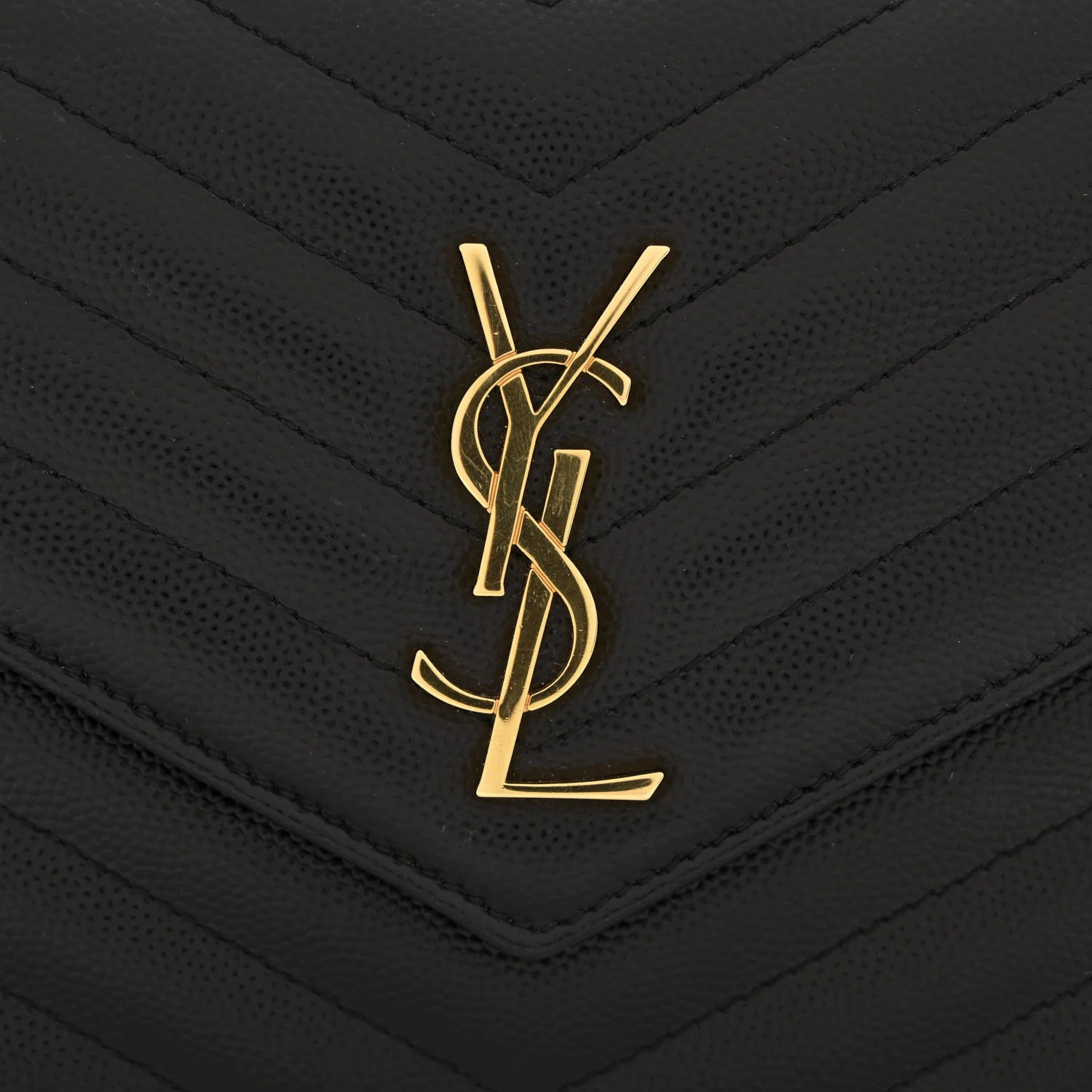 Grain De Poudre Matelasse Chevron Monogram Envelope Chain Wallet Black - Image 11