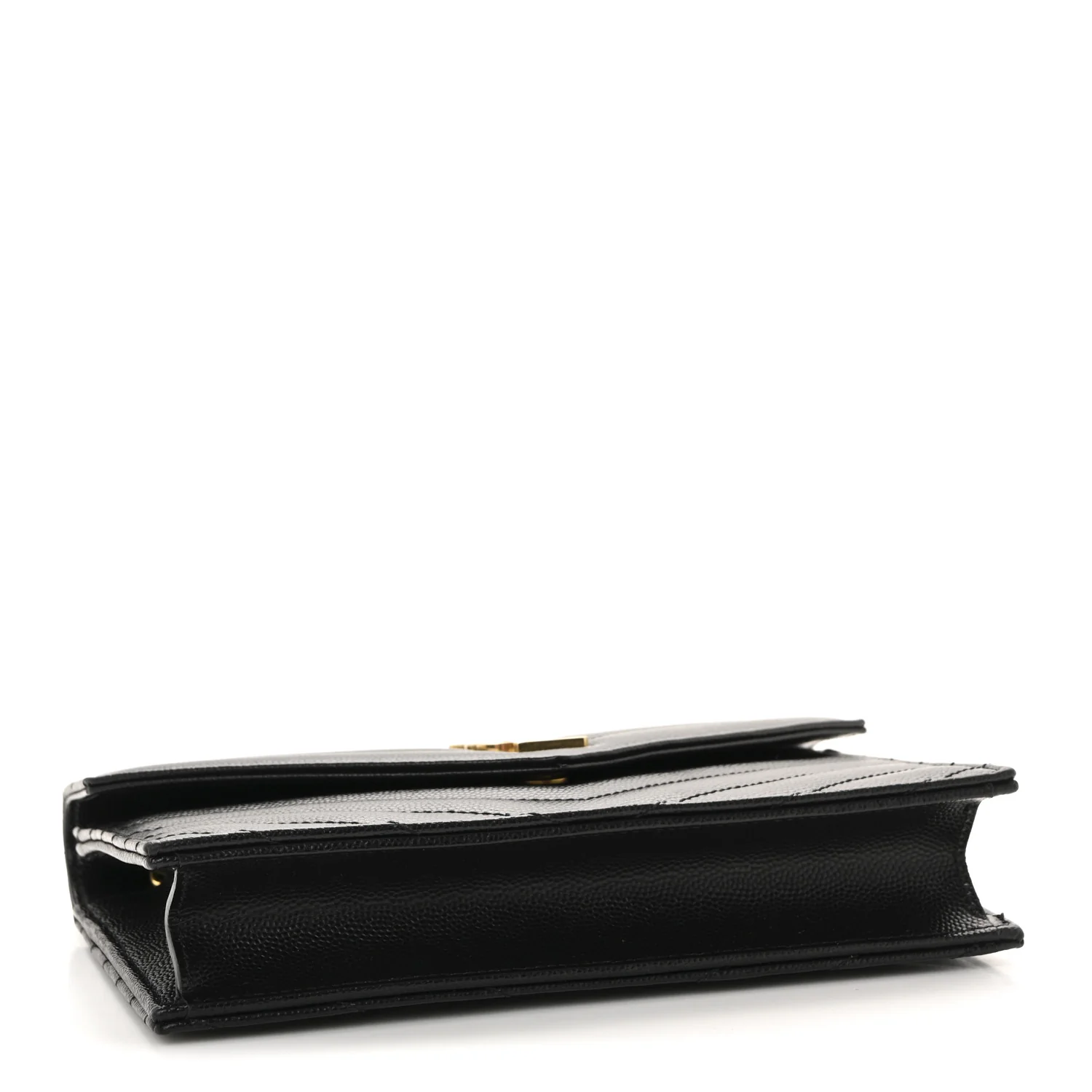 Grain De Poudre Matelasse Chevron Monogram Envelope Chain Wallet Black - Image 4