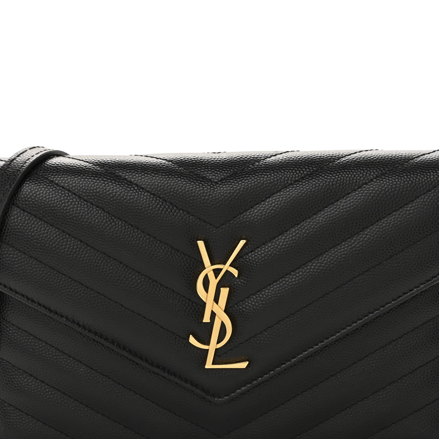 Grain De Poudre Matelasse Chevron Monogram Envelope Chain Wallet Black - Image 8