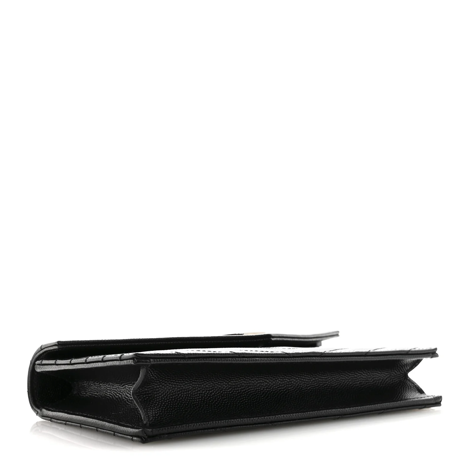 Grain De Poudre Matelasse Chevron Monogram Envelope Chain Wallet Black - Image 4