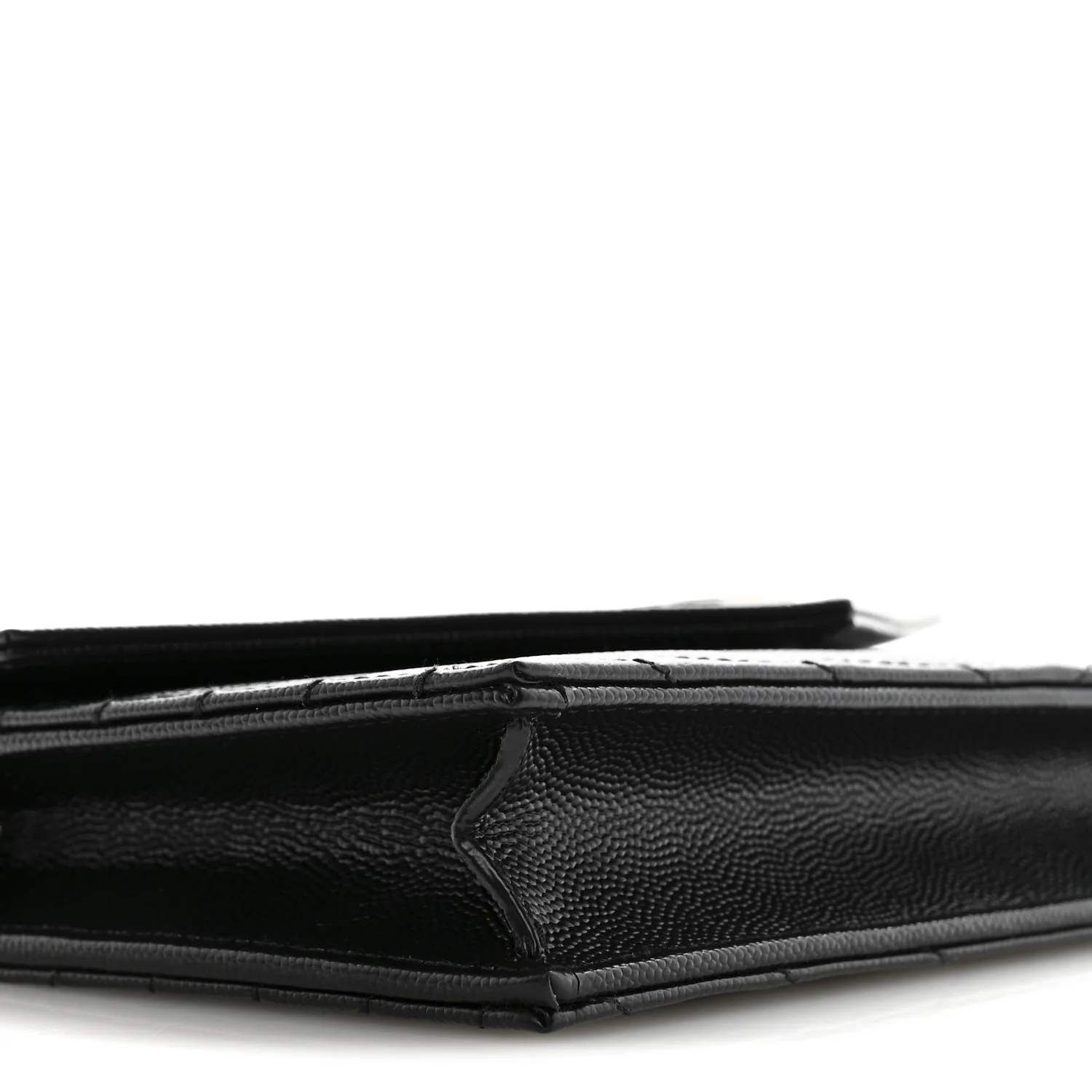 Grain De Poudre Matelasse Chevron Monogram Envelope Chain Wallet Black - Image 8