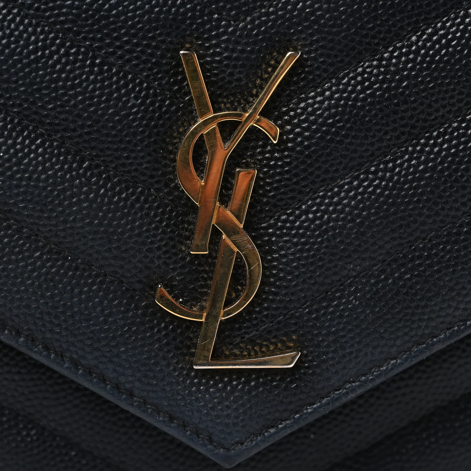 Grain De Poudre Matelasse Chevron Monogram Envelope Chain Wallet Black - Image 11