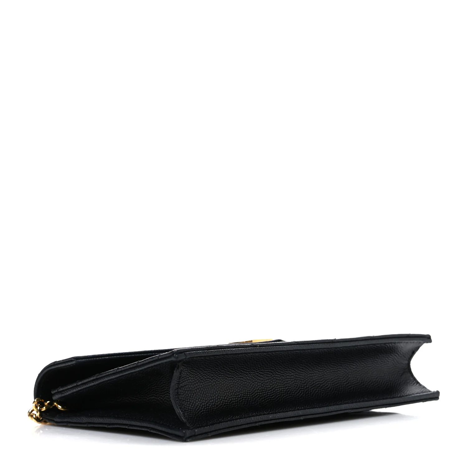 Grain De Poudre Matelasse Chevron Monogram Envelope Chain Wallet Black - Image 4