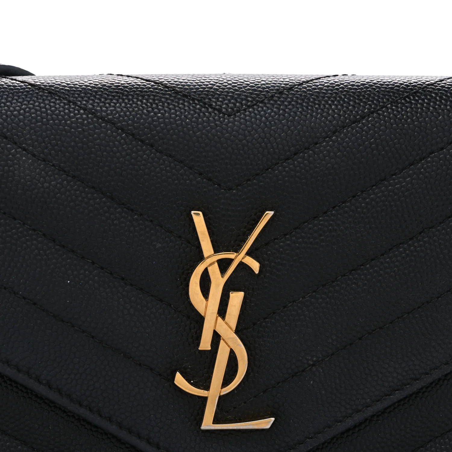 Grain De Poudre Matelasse Chevron Monogram Envelope Chain Wallet Black - Image 8