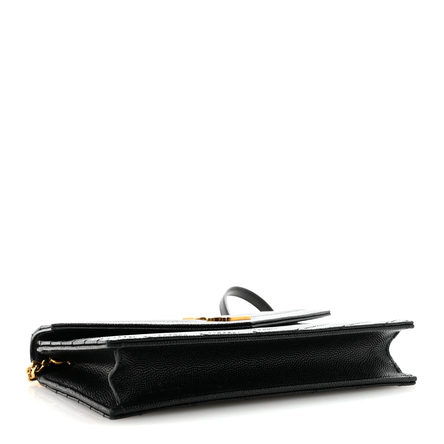 Grain De Poudre Matelasse Chevron Monogram Envelope Chain Wallet Black - Image 4