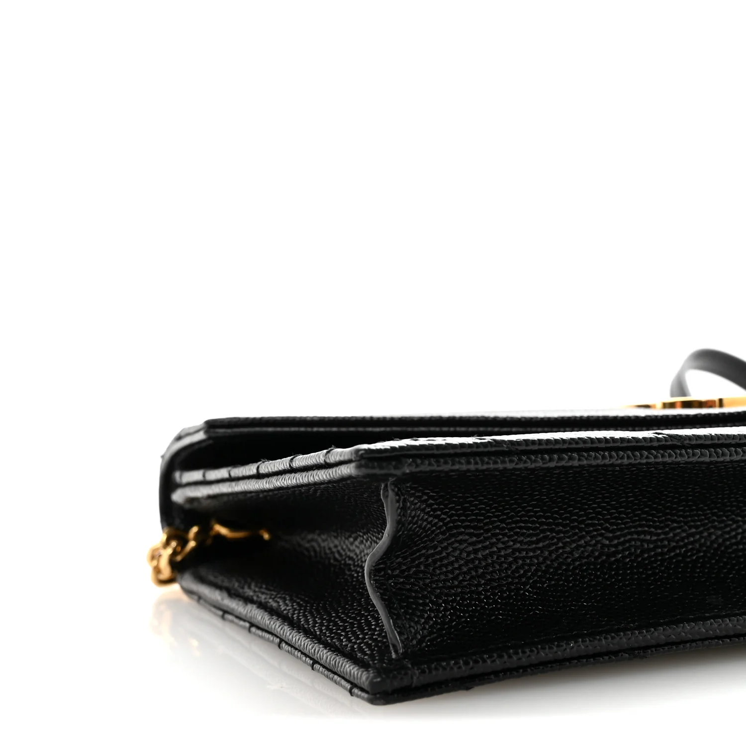 Grain De Poudre Matelasse Chevron Monogram Envelope Chain Wallet Black - Image 8