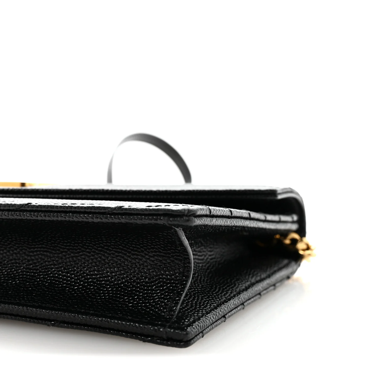 Grain De Poudre Matelasse Chevron Monogram Envelope Chain Wallet Black - Image 9