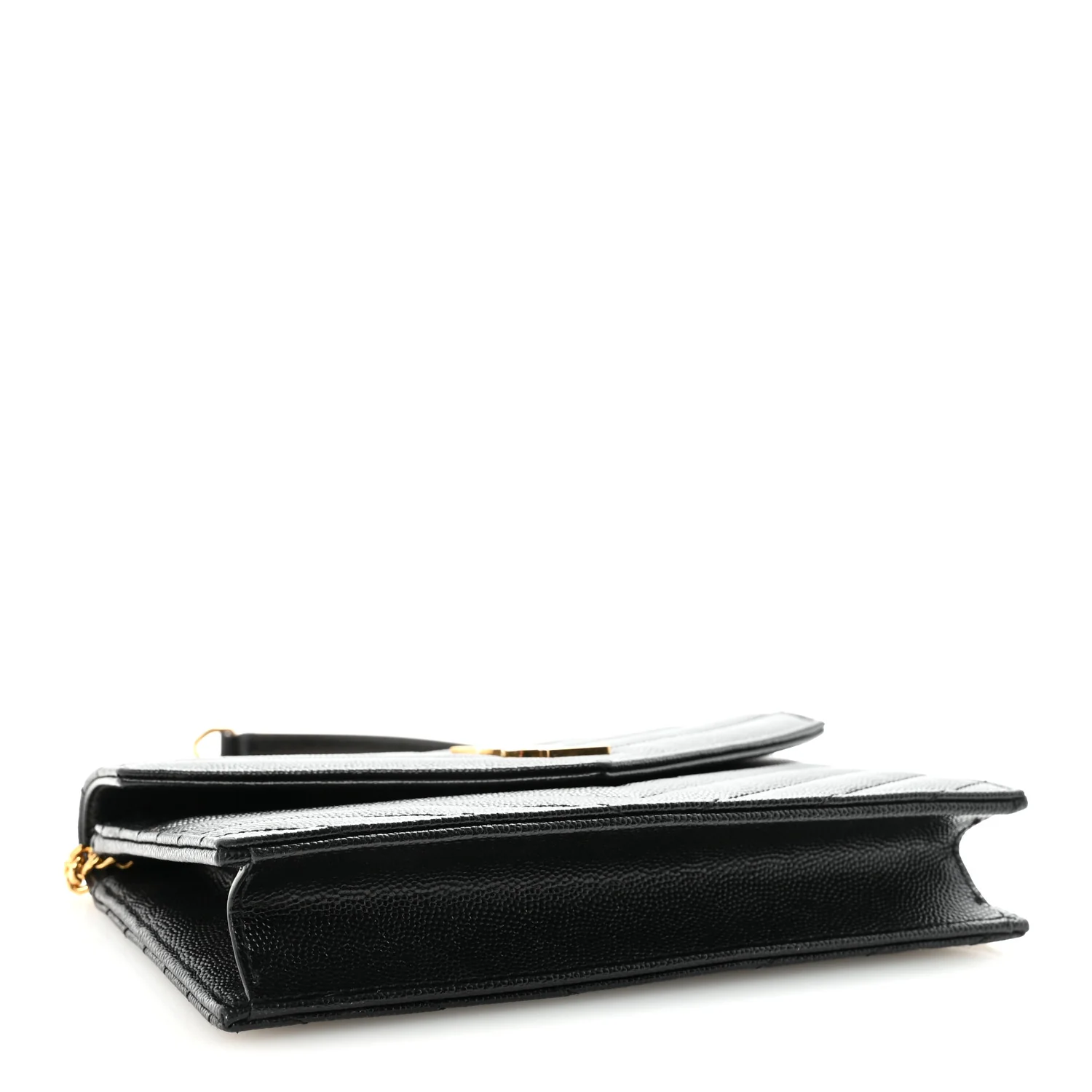 Grain De Poudre Matelasse Chevron Monogram Envelope Chain Wallet Black - Image 3