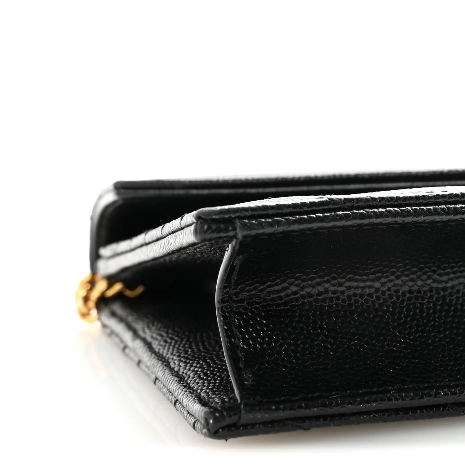 Grain De Poudre Matelasse Chevron Monogram Envelope Chain Wallet Black - Image 7