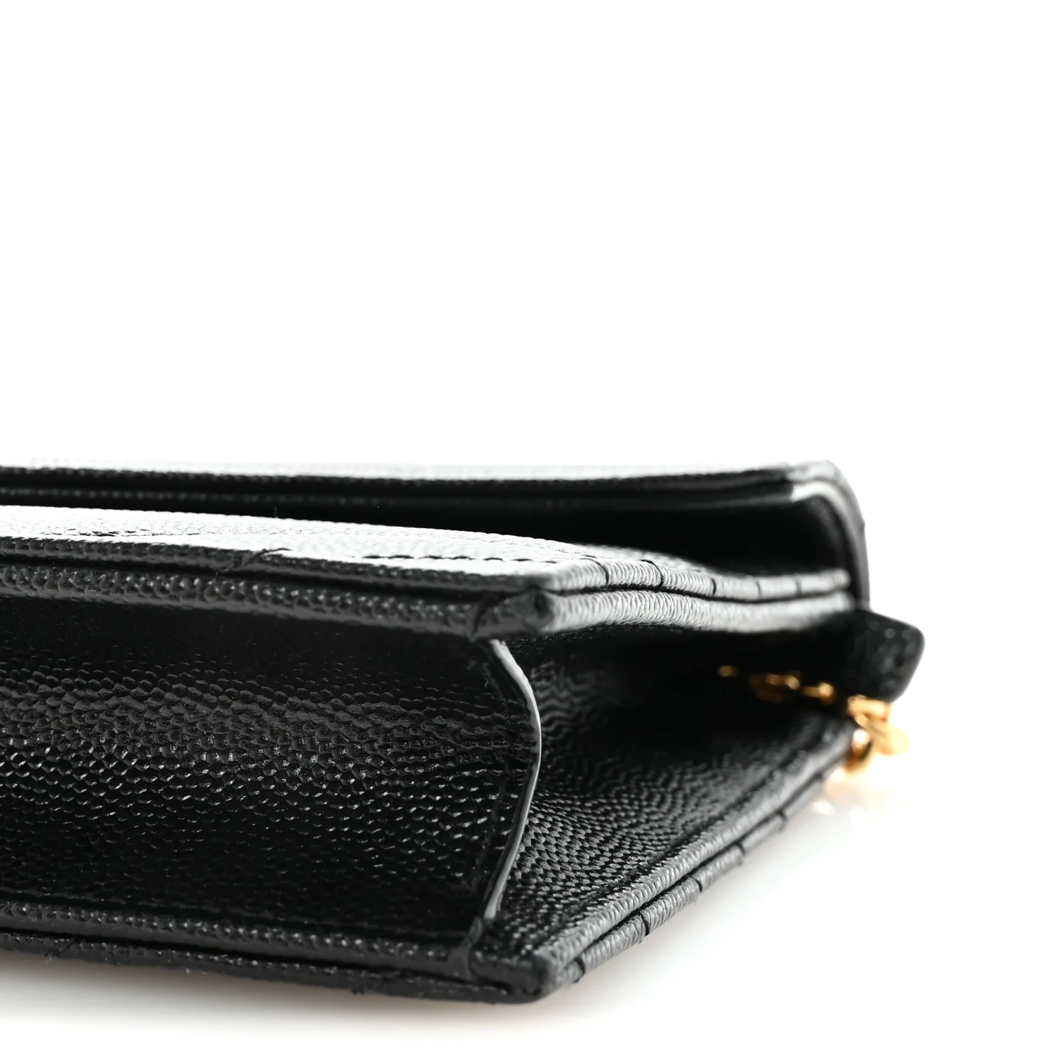 Grain De Poudre Matelasse Chevron Monogram Envelope Chain Wallet Black - Image 8
