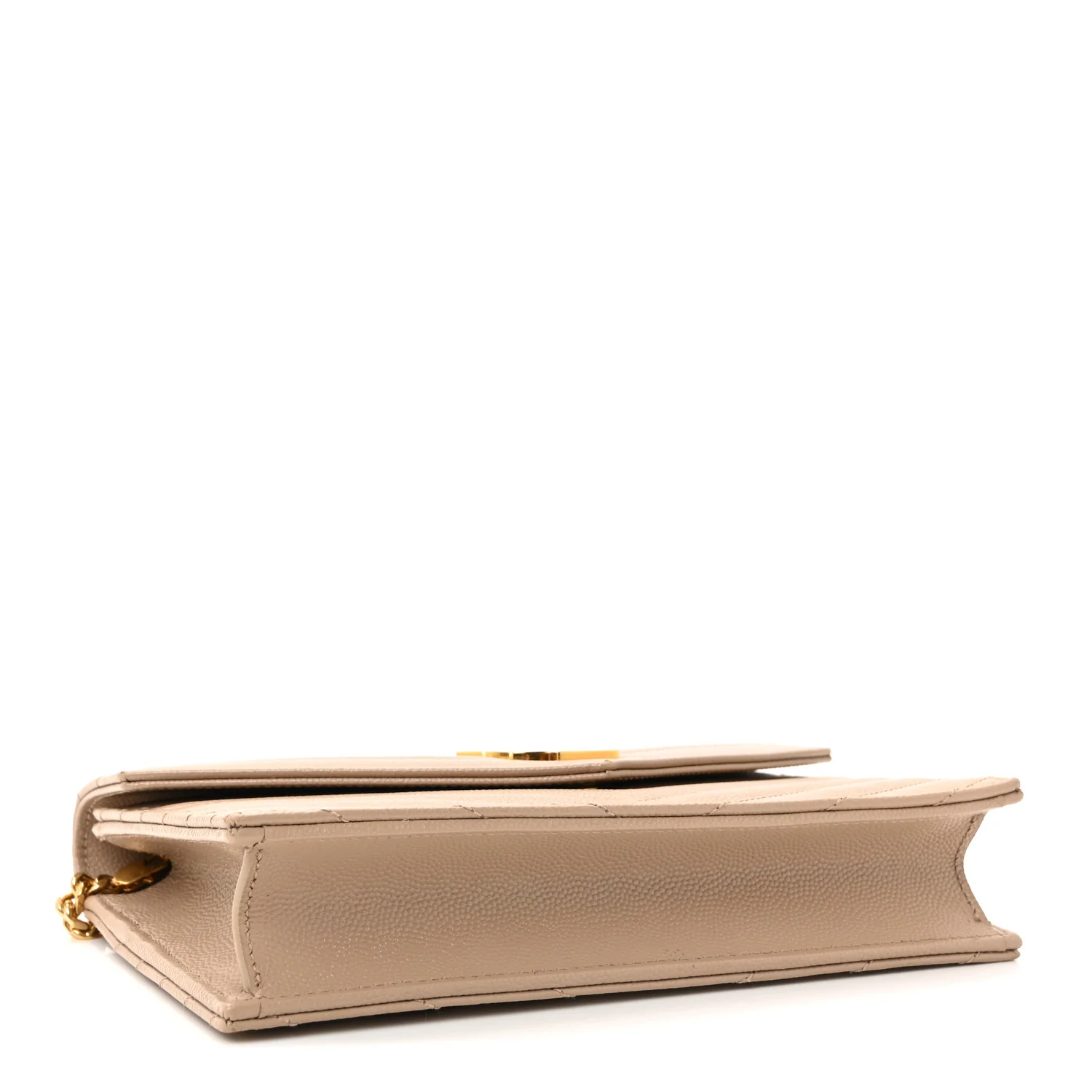 Grain De Poudre Matelasse Chevron Monogram Envelope Chain Wallet Dark Beige - Image 4