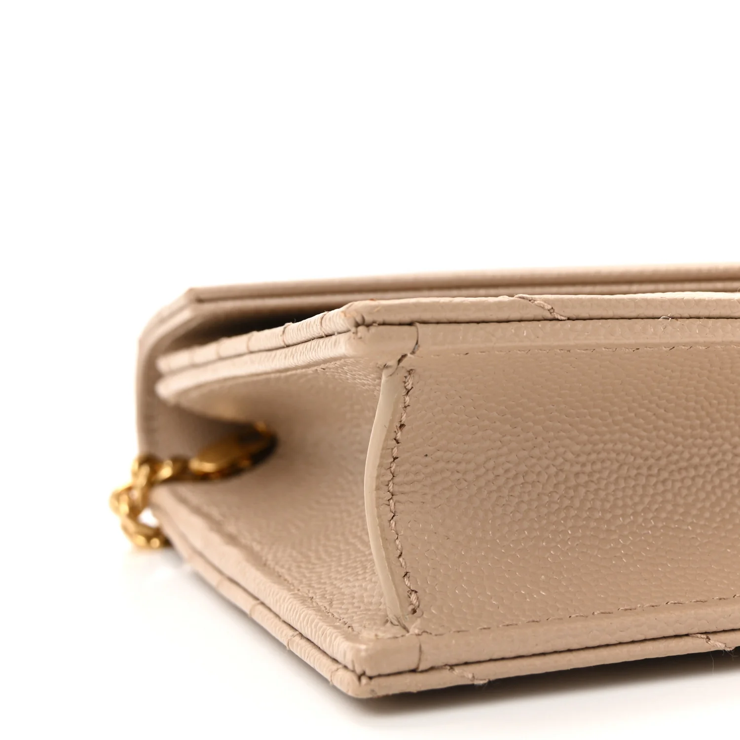 Grain De Poudre Matelasse Chevron Monogram Envelope Chain Wallet Dark Beige - Image 8