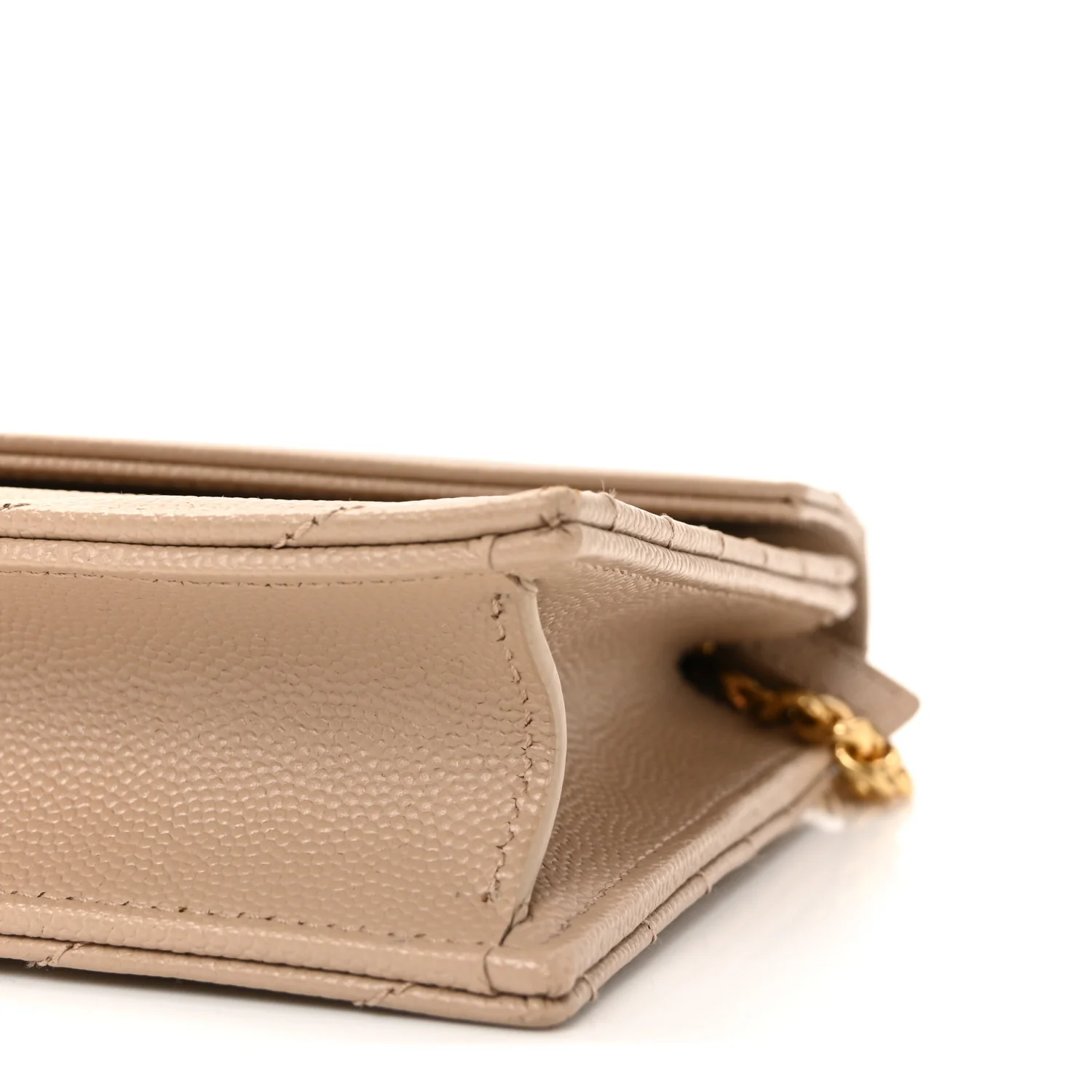 Grain De Poudre Matelasse Chevron Monogram Envelope Chain Wallet Dark Beige - Image 9