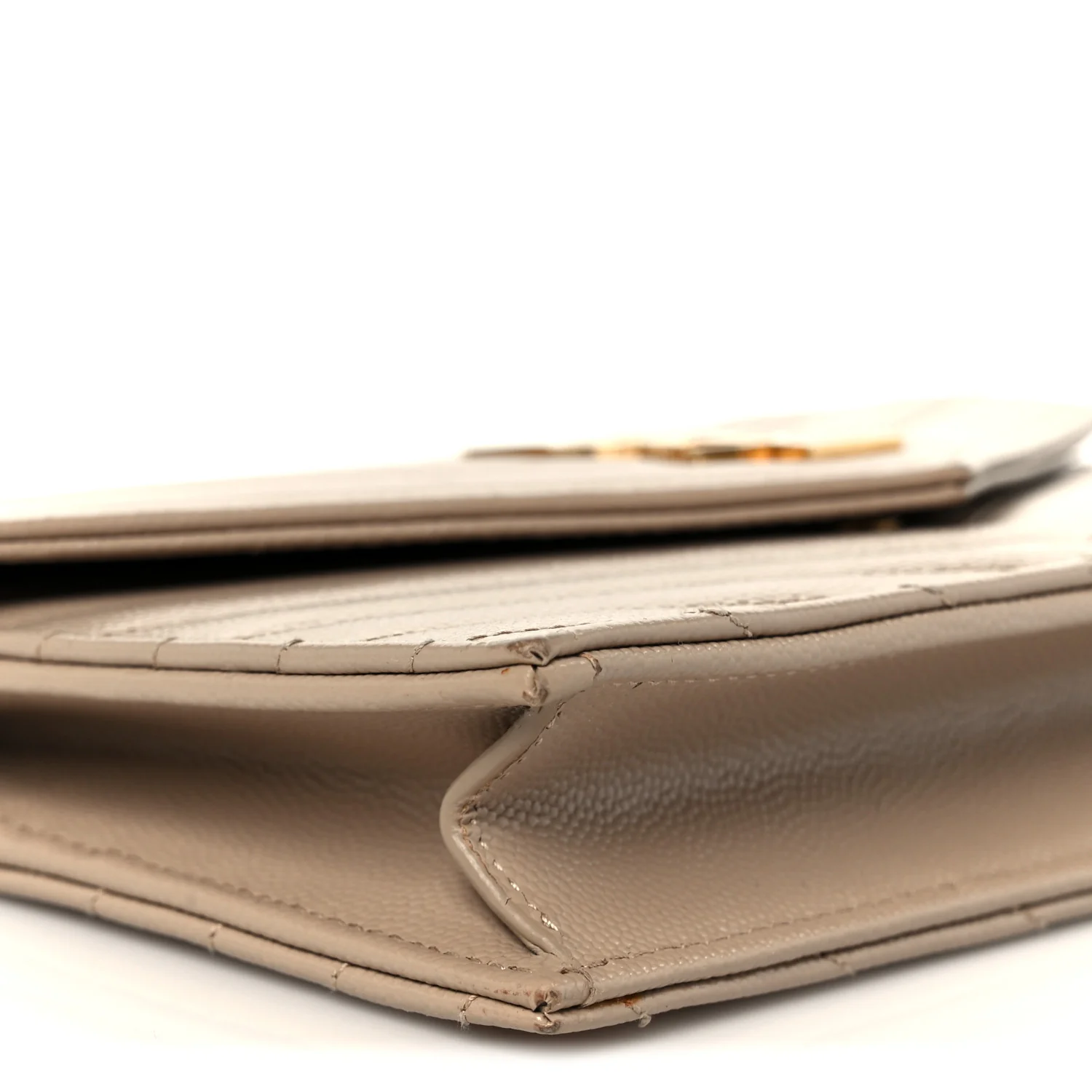 Grain De Poudre Matelasse Chevron Monogram Envelope Chain Wallet Dark Beige - Image 9