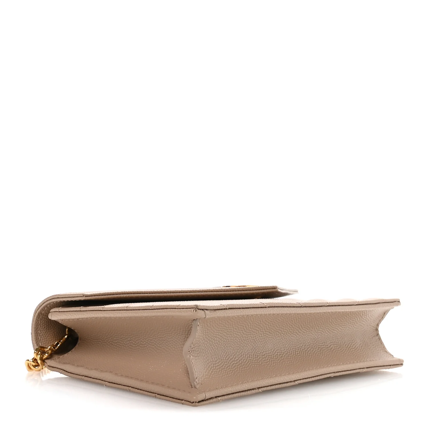 Grain De Poudre Matelasse Chevron Monogram Envelope Chain Wallet Dark Beige - Image 4