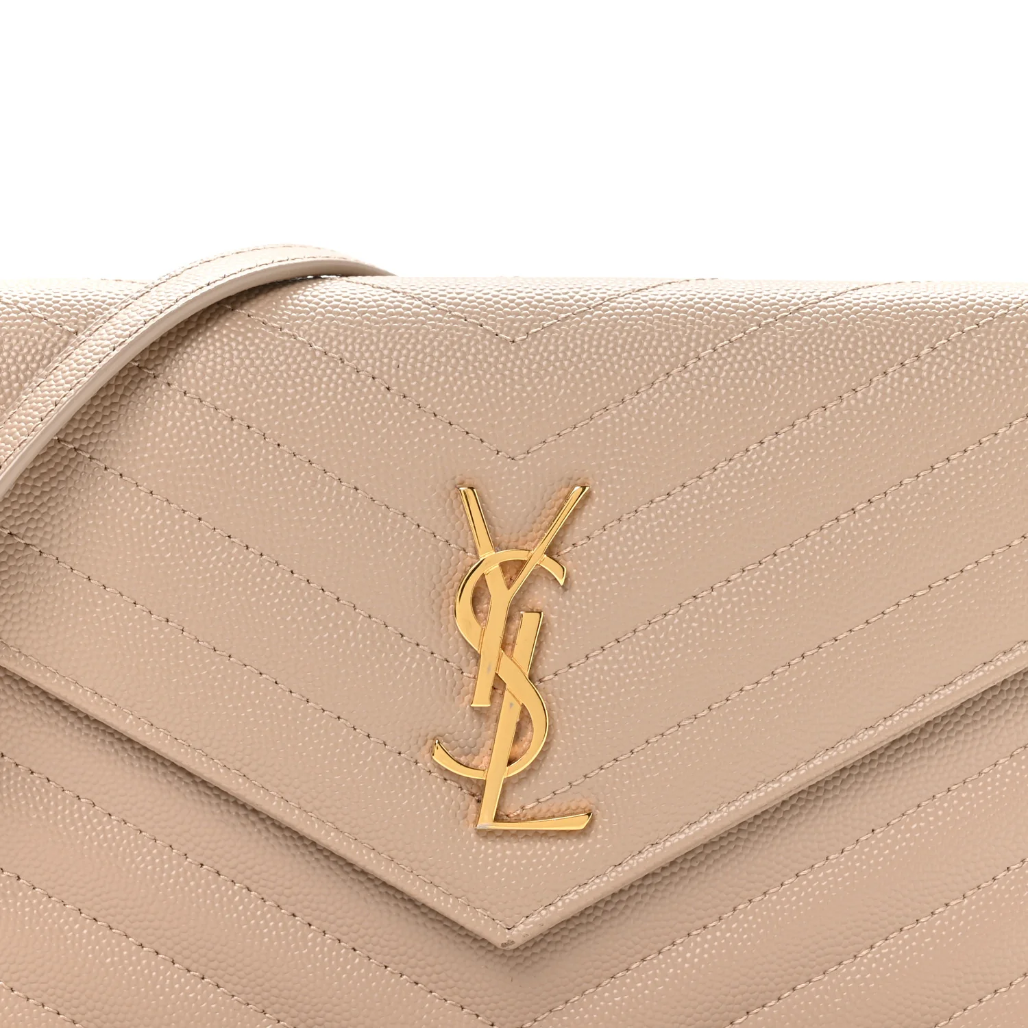 Grain De Poudre Matelasse Chevron Monogram Envelope Chain Wallet Dark Beige - Image 8