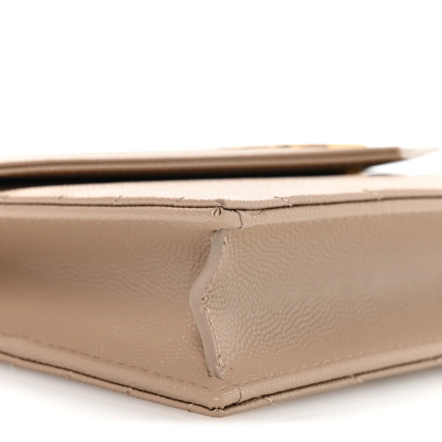 Grain De Poudre Matelasse Chevron Monogram Envelope Chain Wallet Dark Beige - Image 9