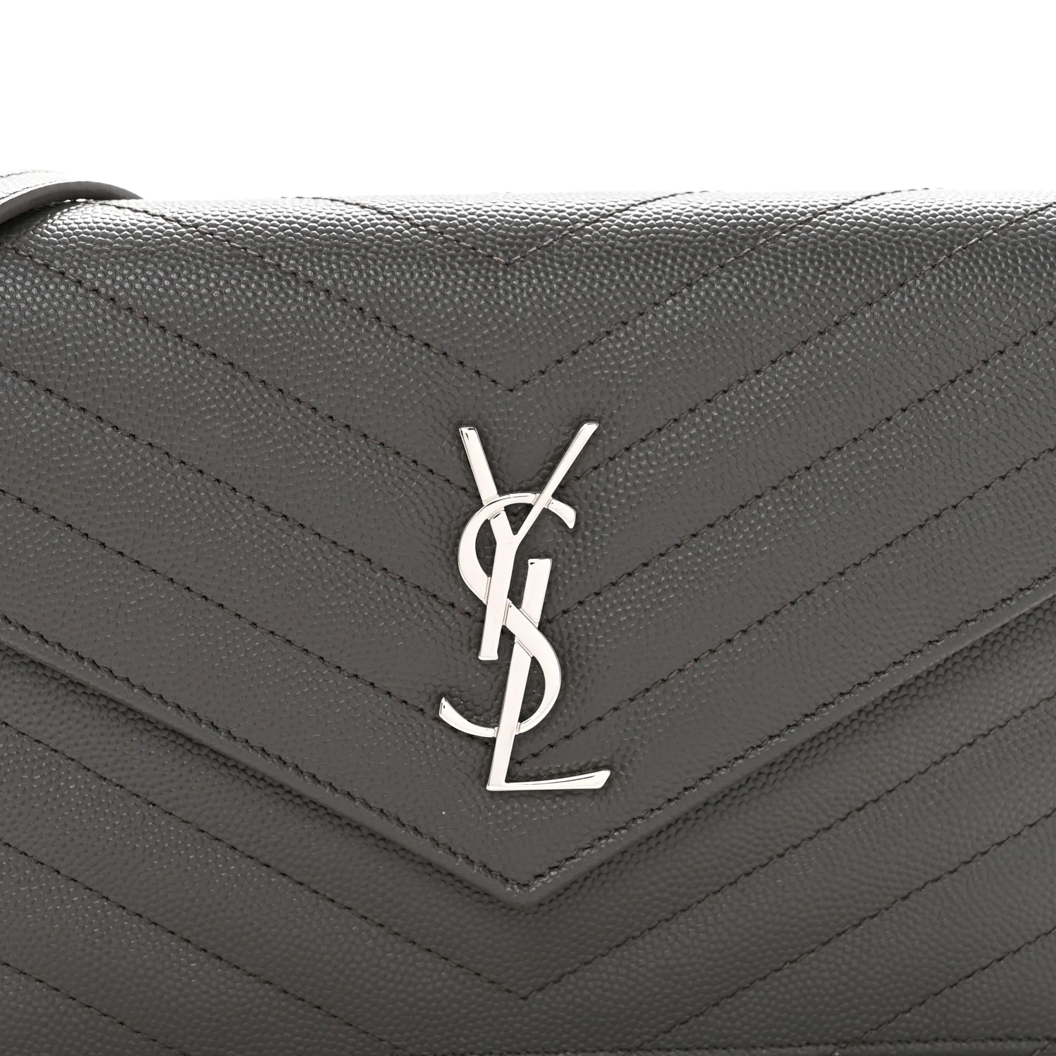 Grain De Poudre Matelasse Chevron Monogram Envelope Chain Wallet Earth - Image 7