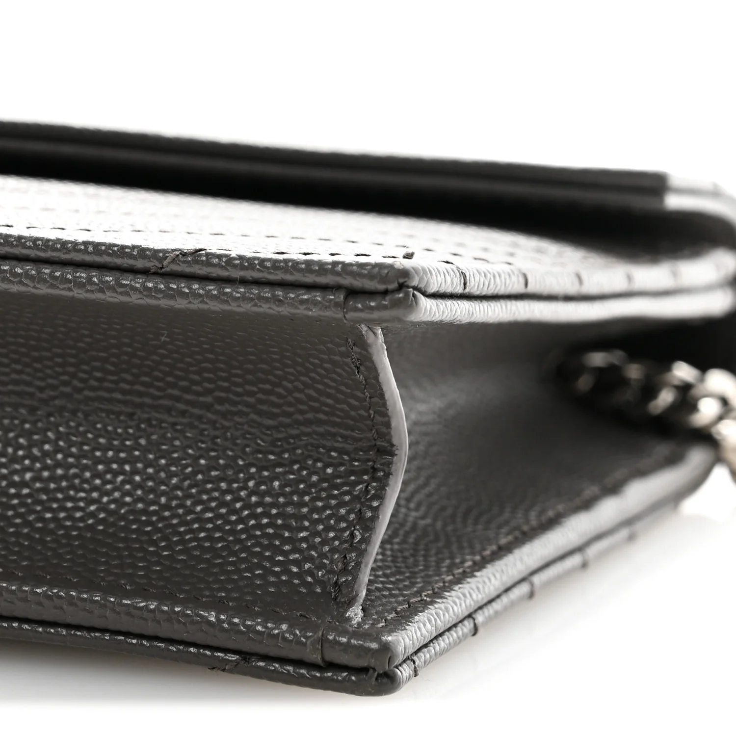 Grain De Poudre Matelasse Chevron Monogram Envelope Chain Wallet Earth - Image 9