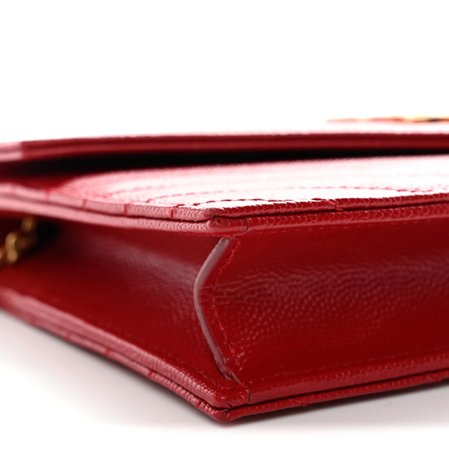 Grain De Poudre Matelasse Chevron Monogram Envelope Chain Wallet New Red - Image 8