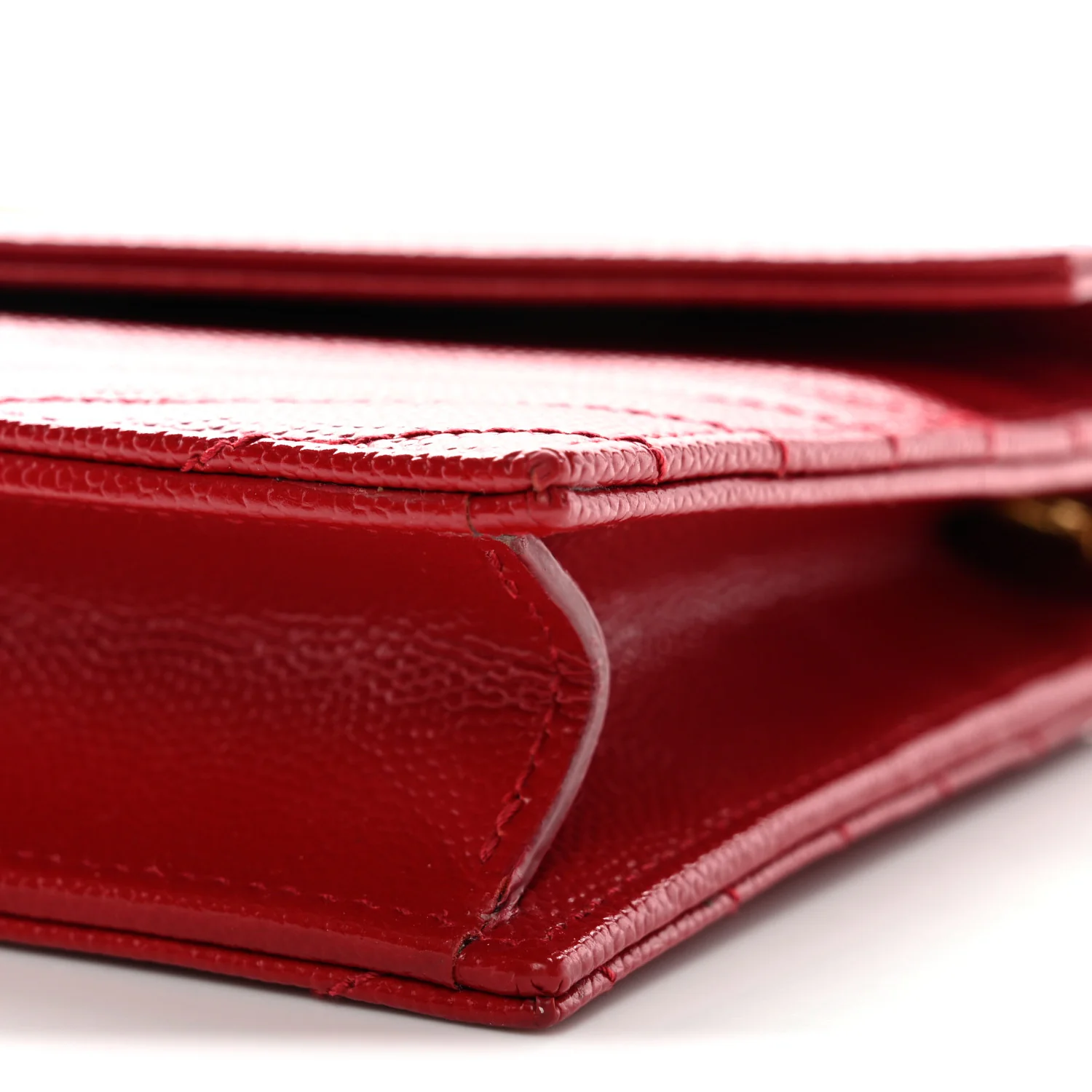 Grain De Poudre Matelasse Chevron Monogram Envelope Chain Wallet New Red - Image 9