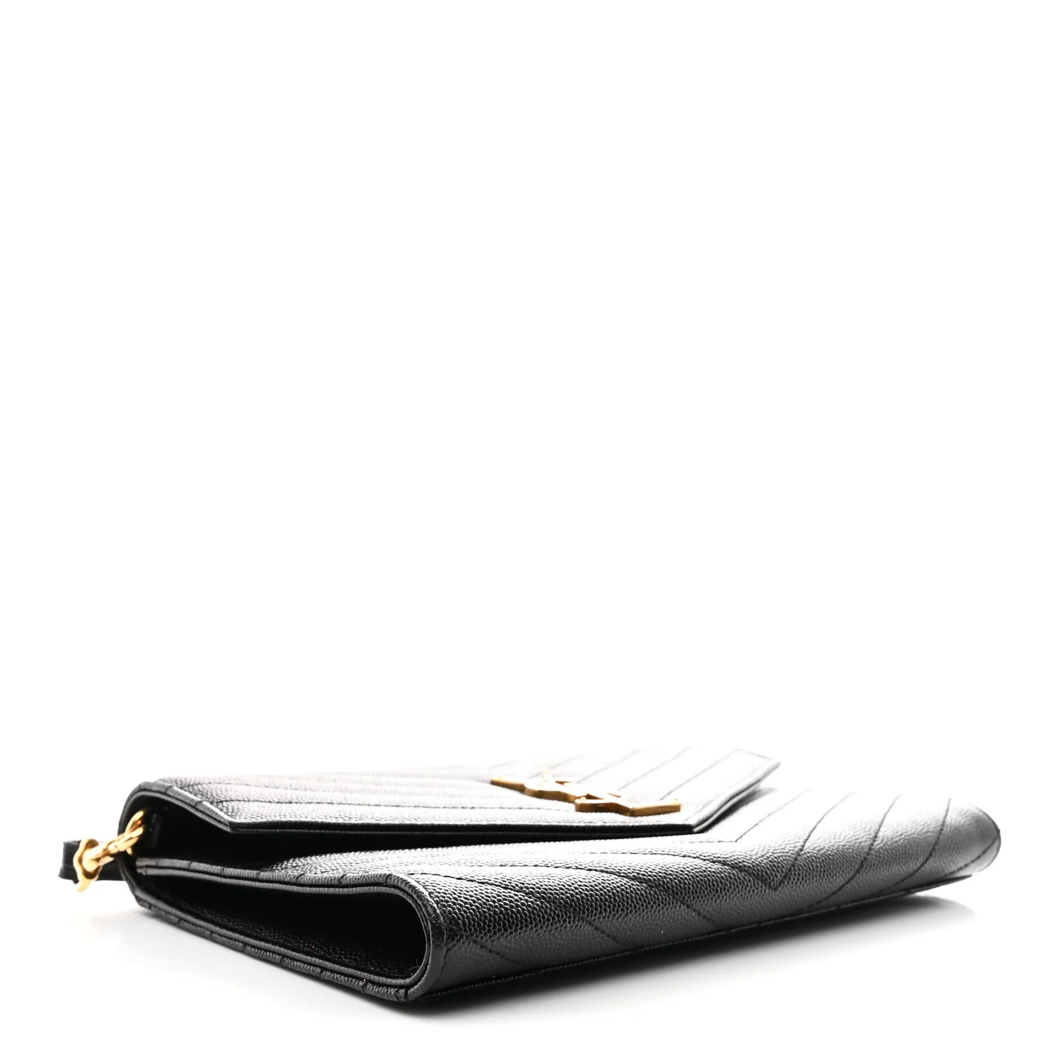 Grain De Poudre Matelasse Chevron Monogram Envelope Clutch Black - Image 4