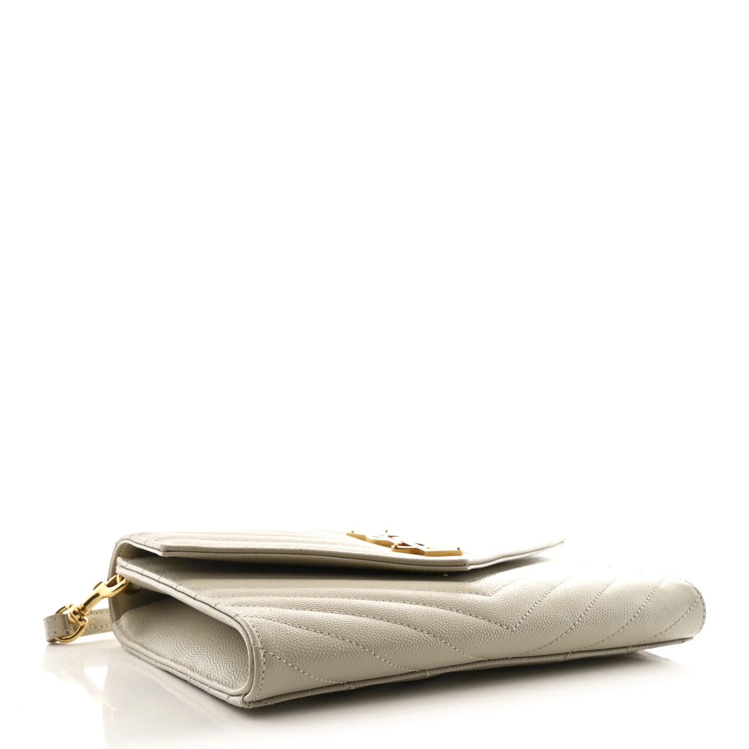 Grain De Poudre Matelasse Chevron Monogram Envelope Clutch Crema Soft - Image 4