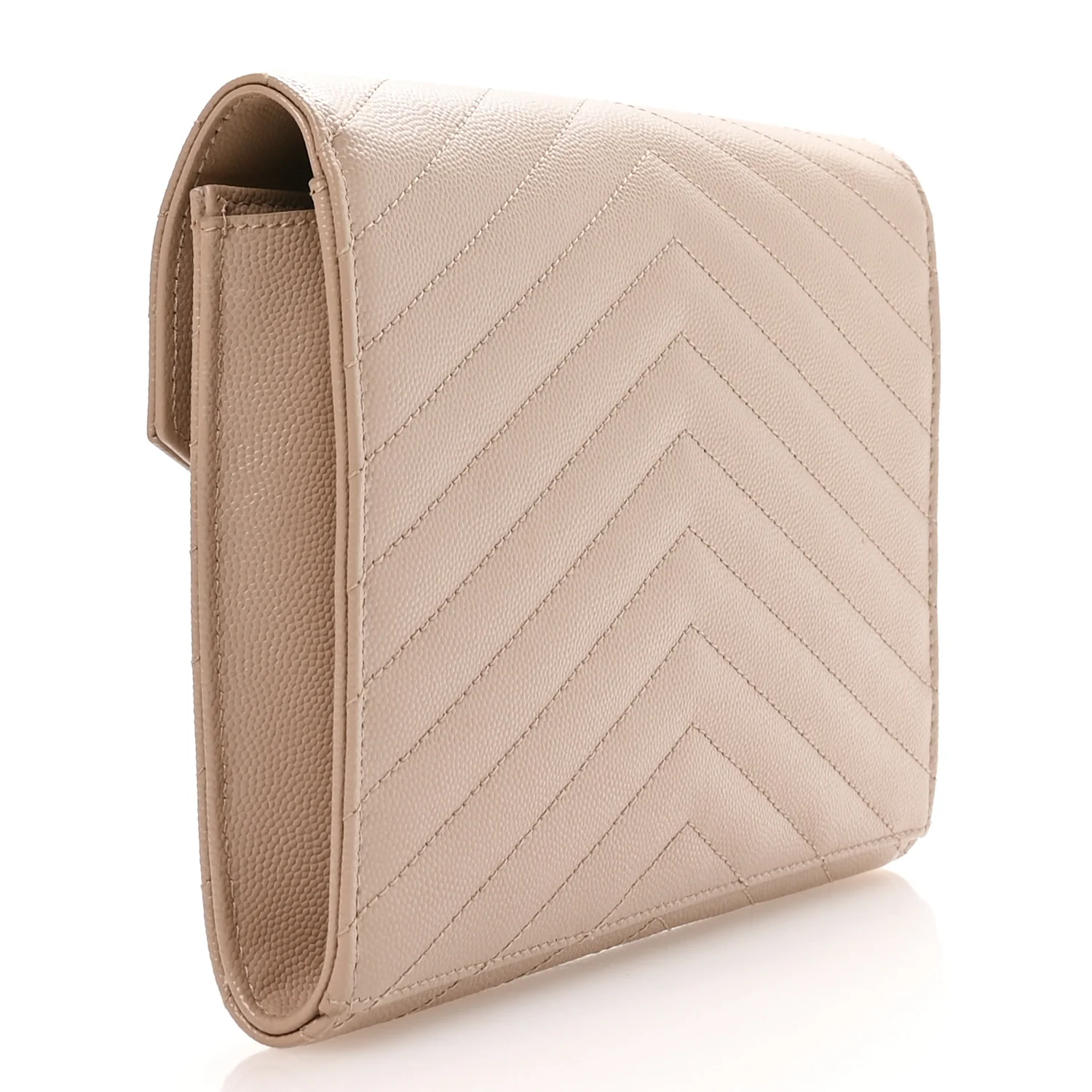Grain De Poudre Matelasse Chevron Monogram Envelope Clutch Dark Beige - Image 3