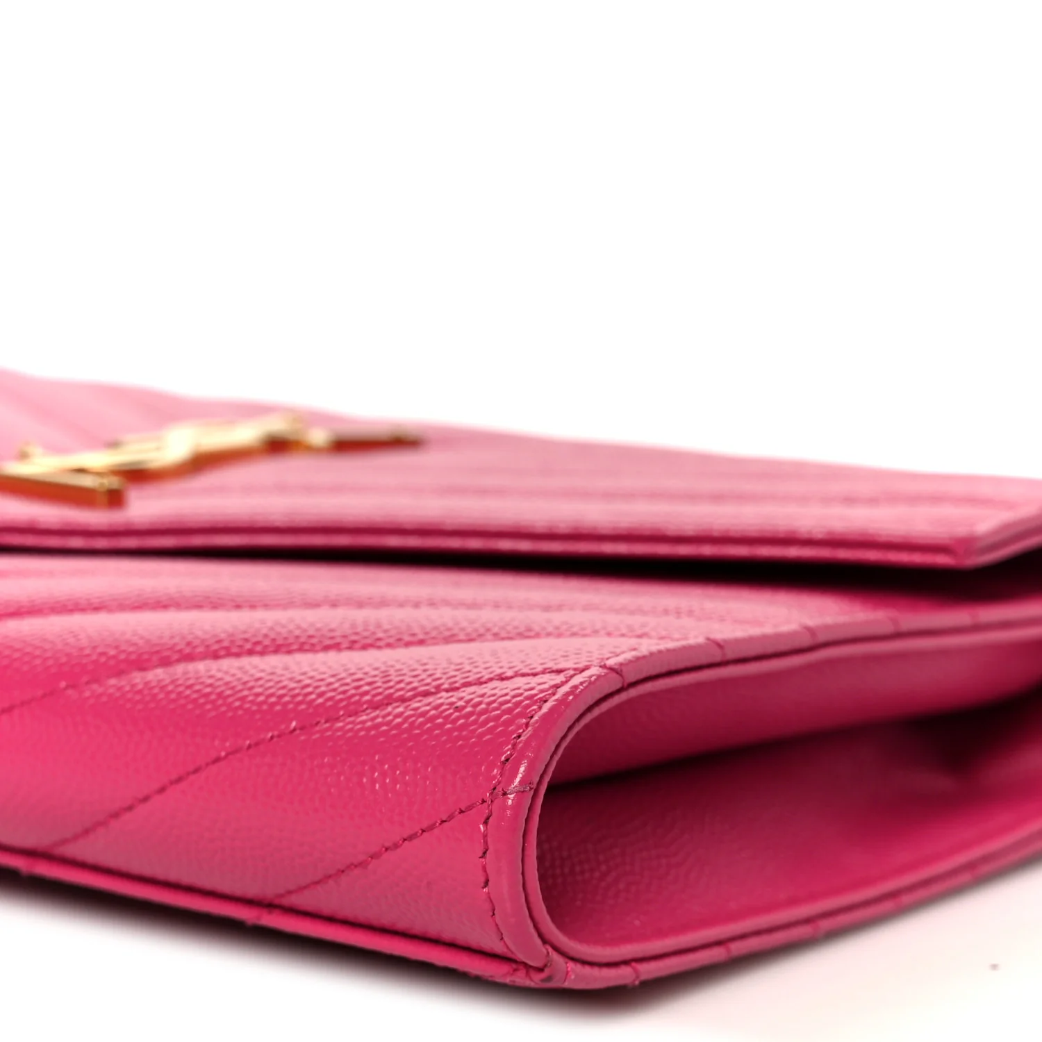 Grain De Poudre Matelasse Chevron Monogram Envelope Clutch Fuchsia - Image 10