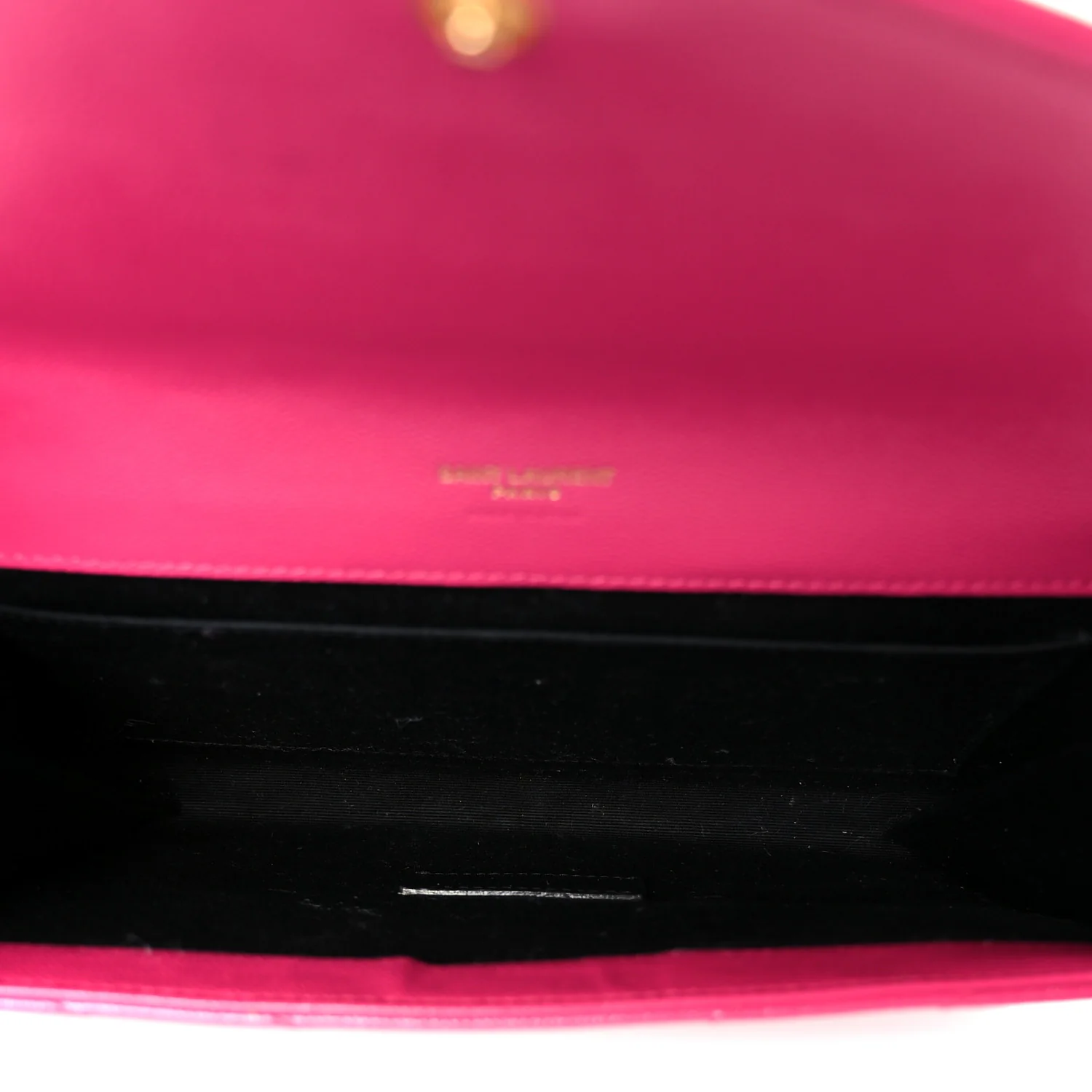Grain De Poudre Matelasse Chevron Monogram Envelope Clutch Fuchsia - Image 5
