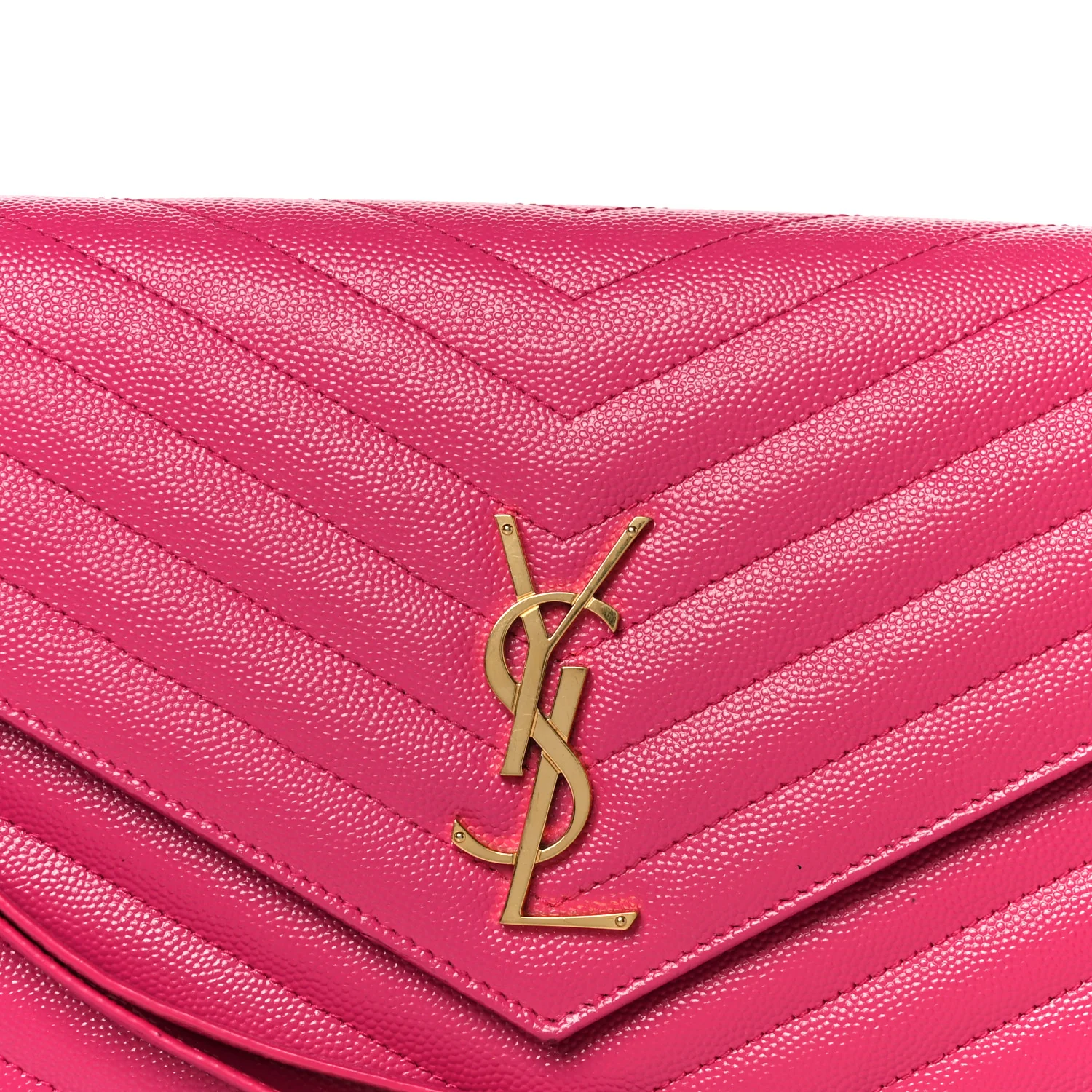 Grain De Poudre Matelasse Chevron Monogram Envelope Clutch Fuchsia - Image 8