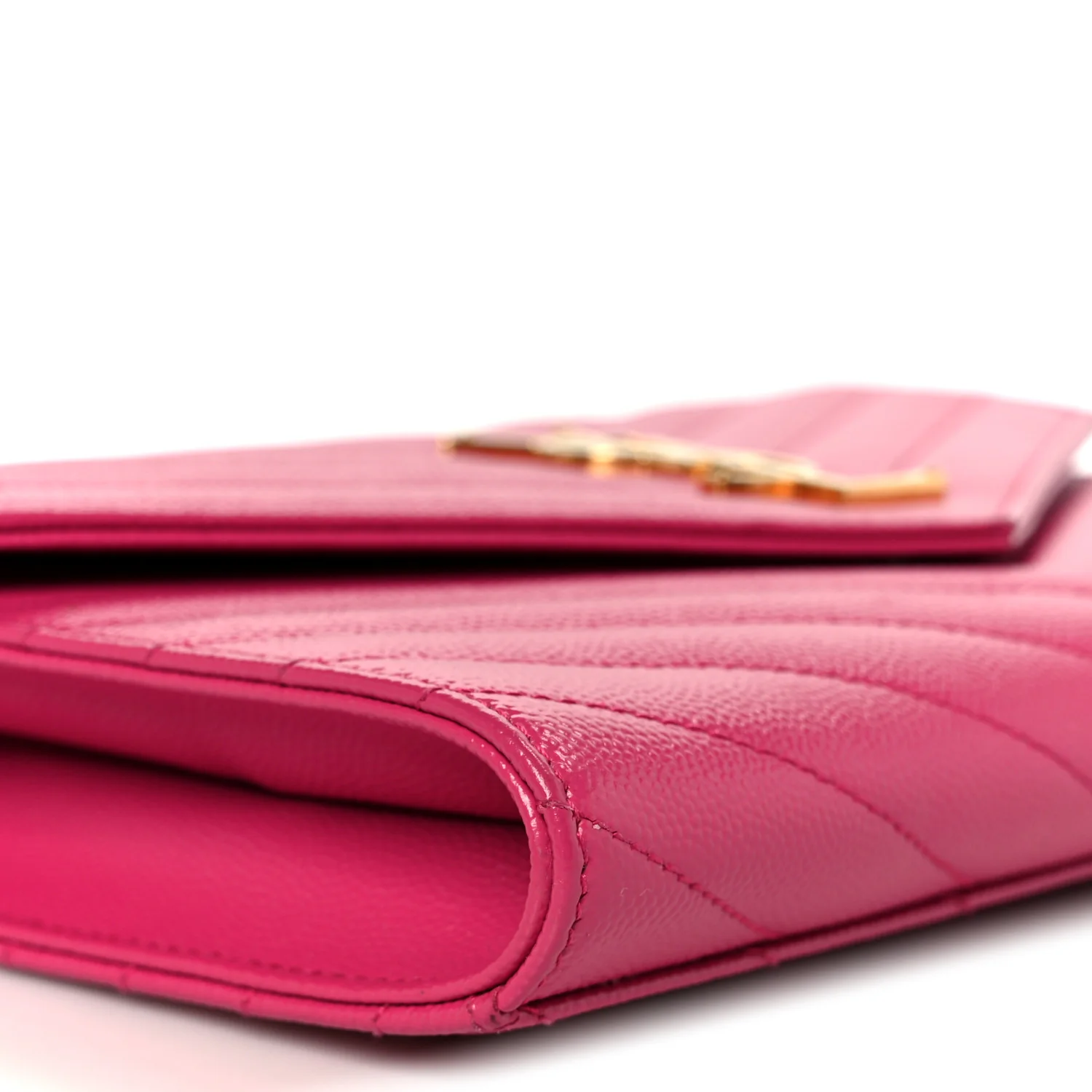 Grain De Poudre Matelasse Chevron Monogram Envelope Clutch Fuchsia - Image 9