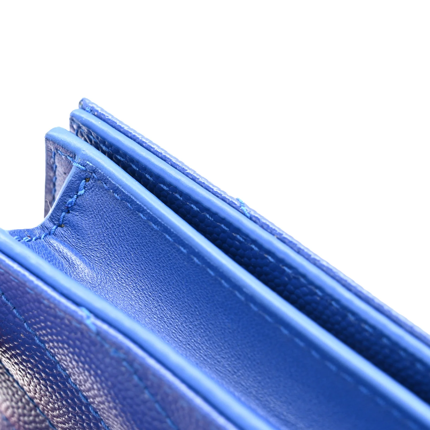 Grain De Poudre Matelasse Chevron Monogram Flap Card Case Blue Gitano - Image 10