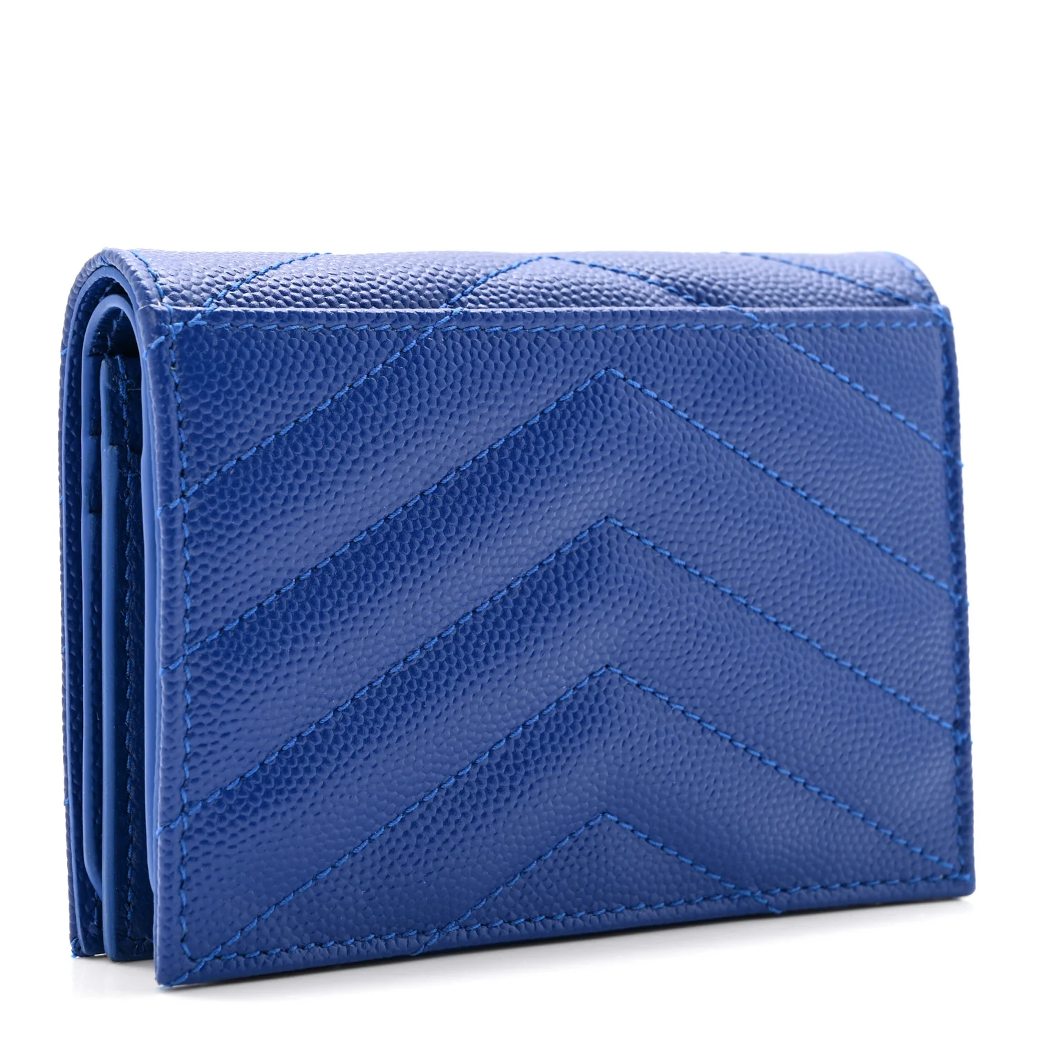 Grain De Poudre Matelasse Chevron Monogram Flap Card Case Blue Gitano - Image 3