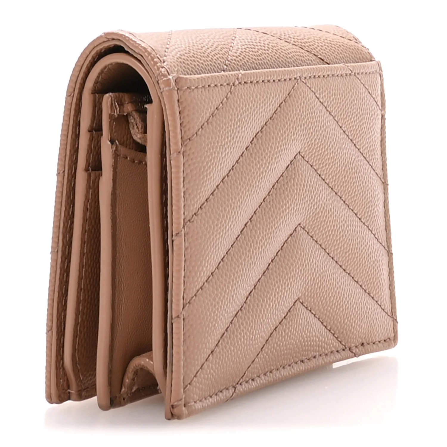 Grain De Poudre Matelasse Chevron Monogram Flap Card Case Vintage Peach - Image 3